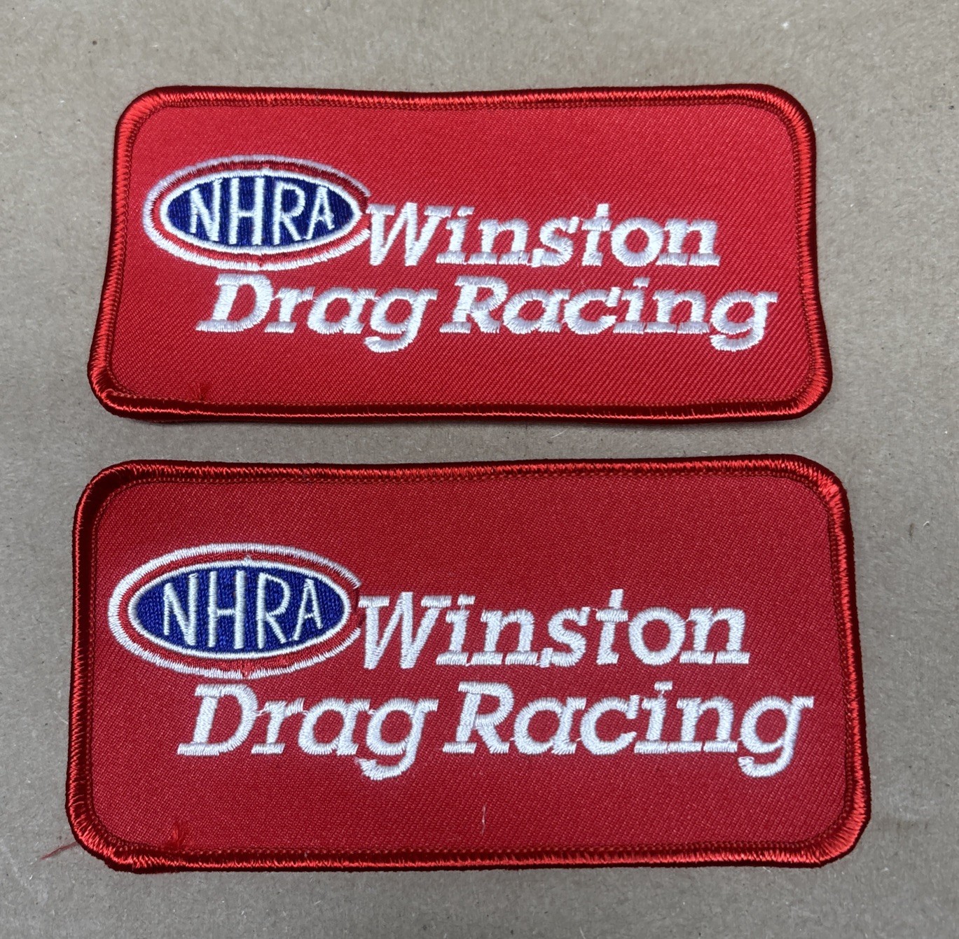 Vintage NHRA Winston Drag Racing Embroidered Patch 5” X 2.5” NEW Set Of Two