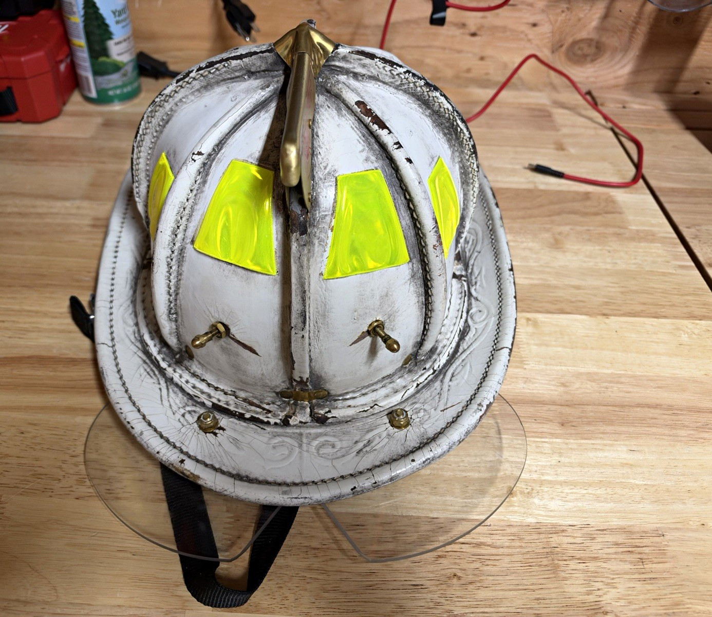 White Cairns and Bros N5A Medium Leather Fire Helmet 80s