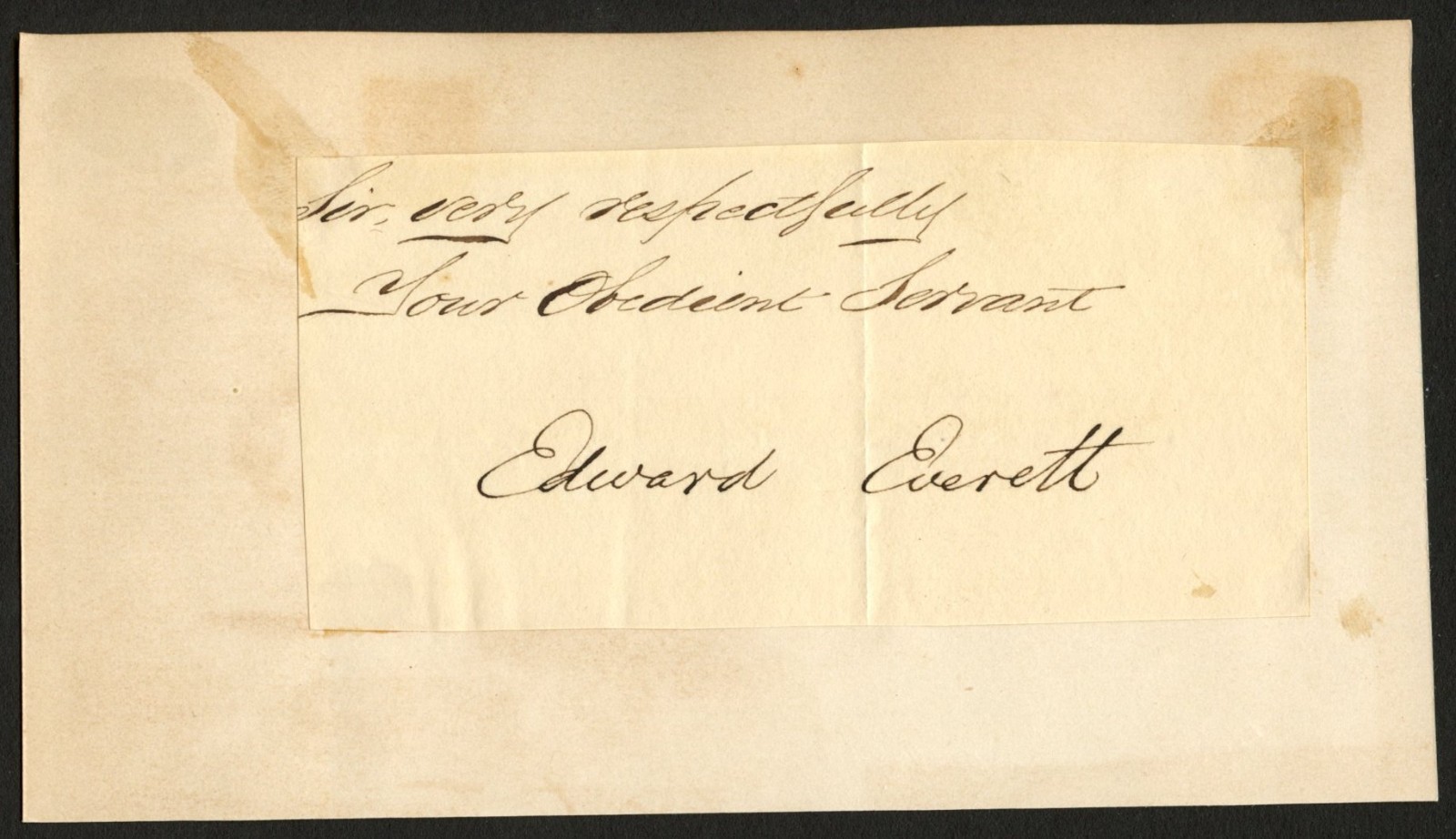 Edward Everett d1865 signed autograph 3x6 cut 20th US Secretary of State ^
