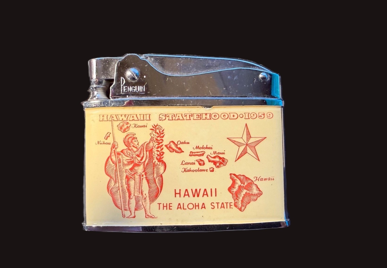 Vintage Penguin Superlative Lighter Hawaii Statehood 1959 No. 18250 w/ box