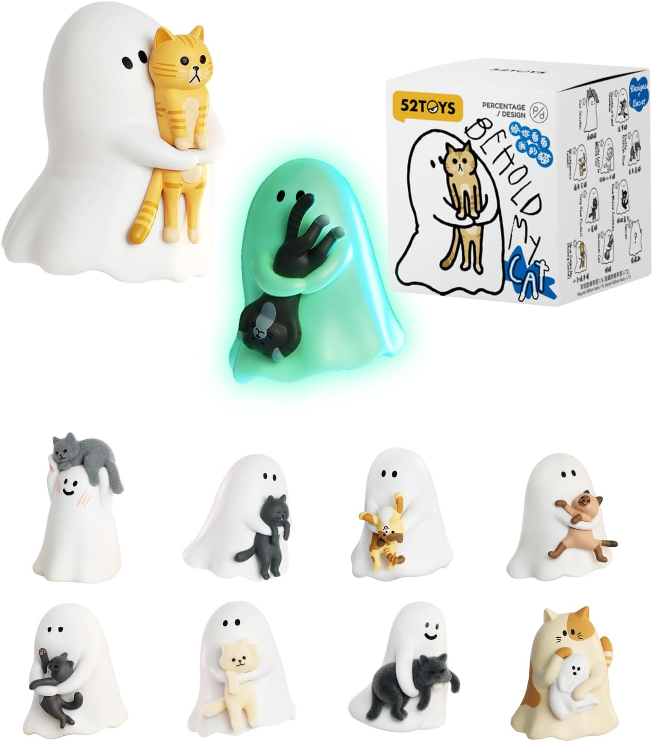 Ghody - Behold My Cat Blind Box, 2Pcs Collectible Toy Kawaii Action Figures Crea