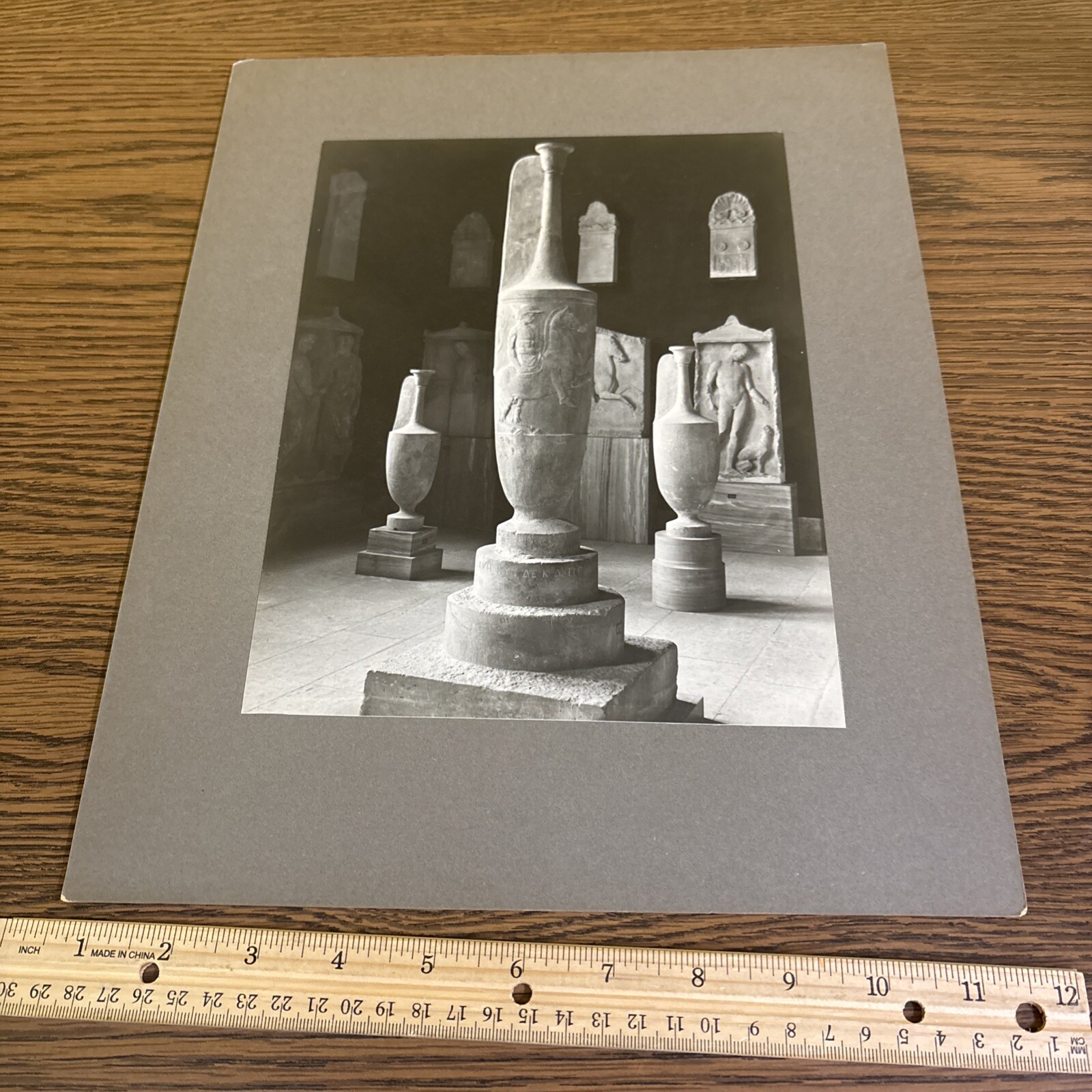 Marble Vase w Relief of Horseman Sepulchral Vase Greek Sculpture Photo VTG