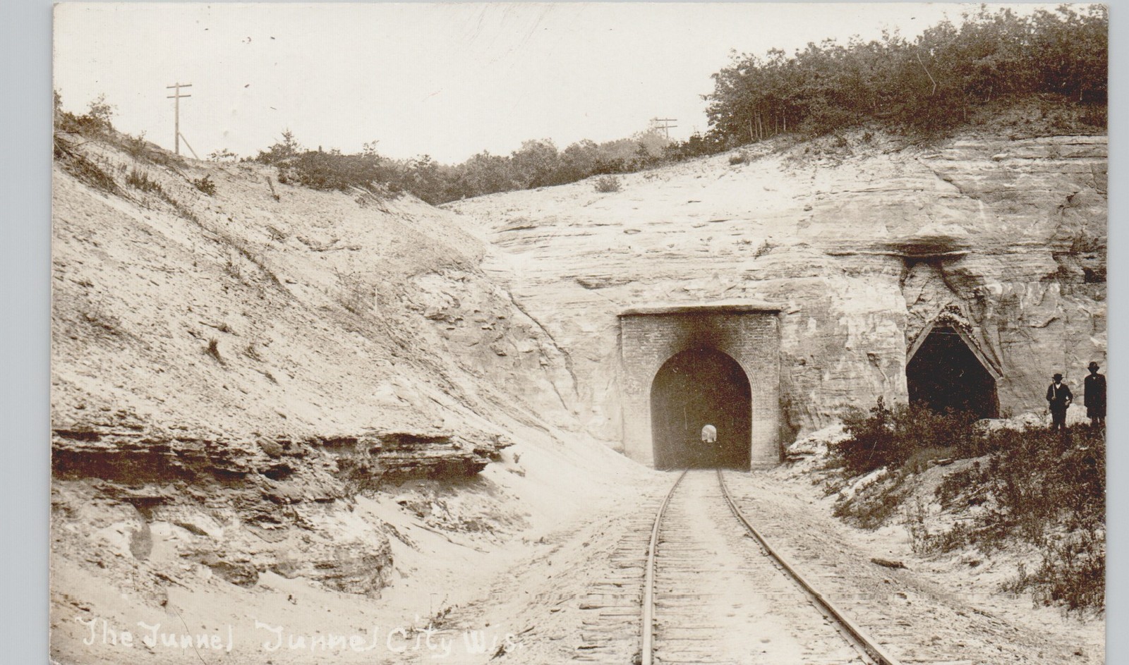 TRAIN TUNNEL tunnel city wi c1910 postcard wisconsin real photo rppc railroad