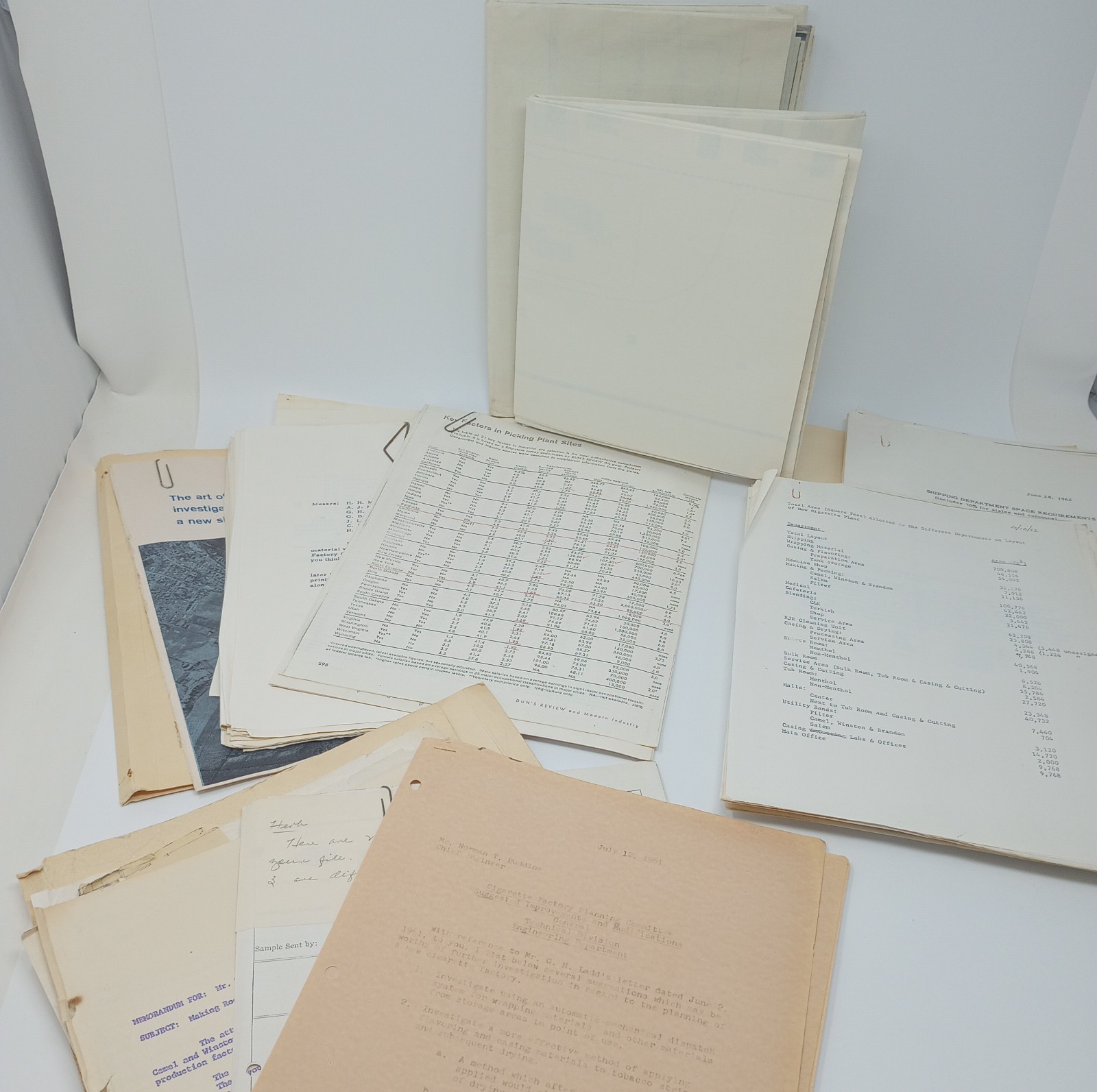 Vintage 1960's RJ Reynolds Cigarette Factory Planning Docs (Plans & More) RJR
