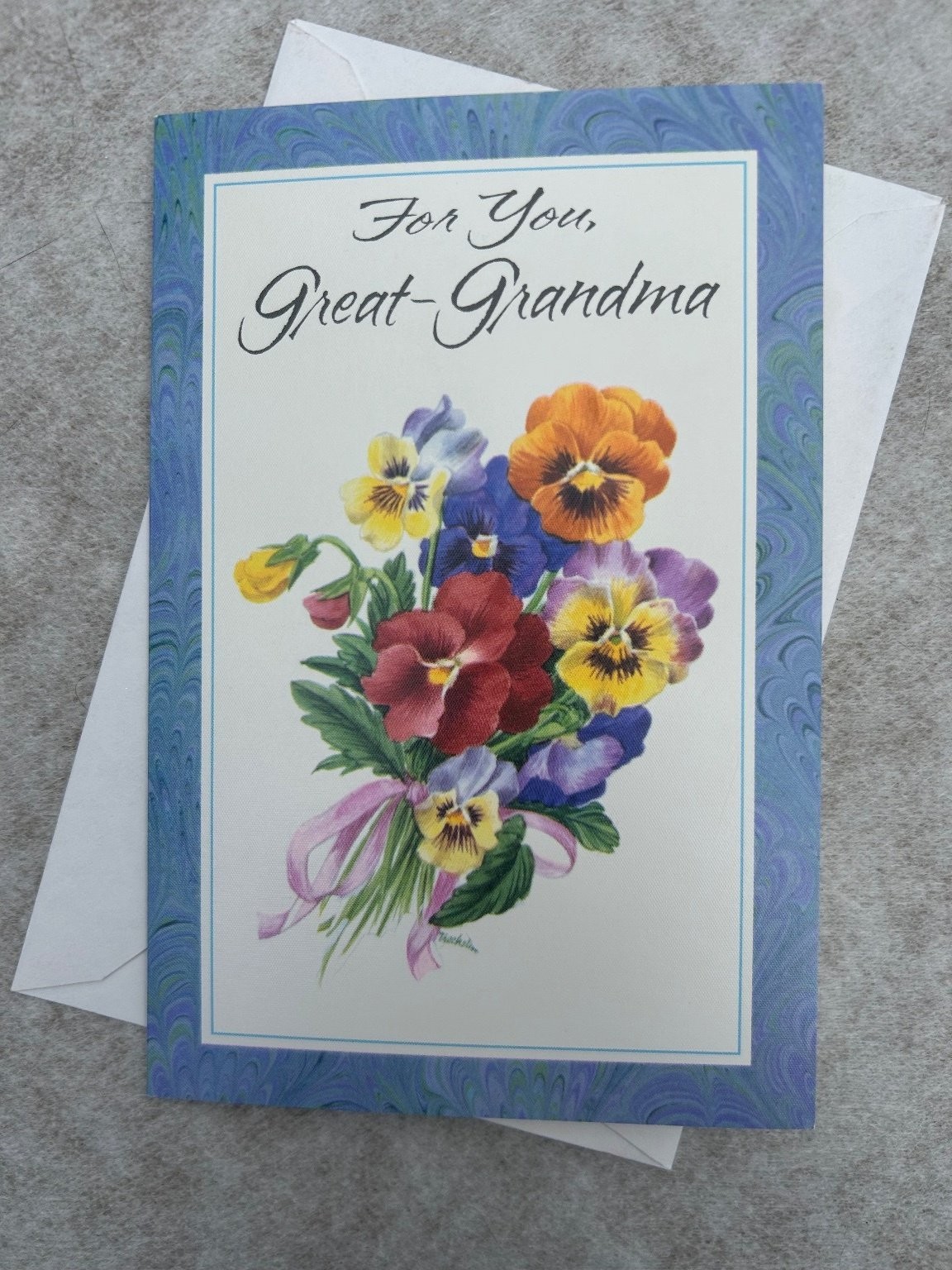 Vintage Great Grandma Mother\'s Day Card Pansy Bouquet Carlton Cards 1980s