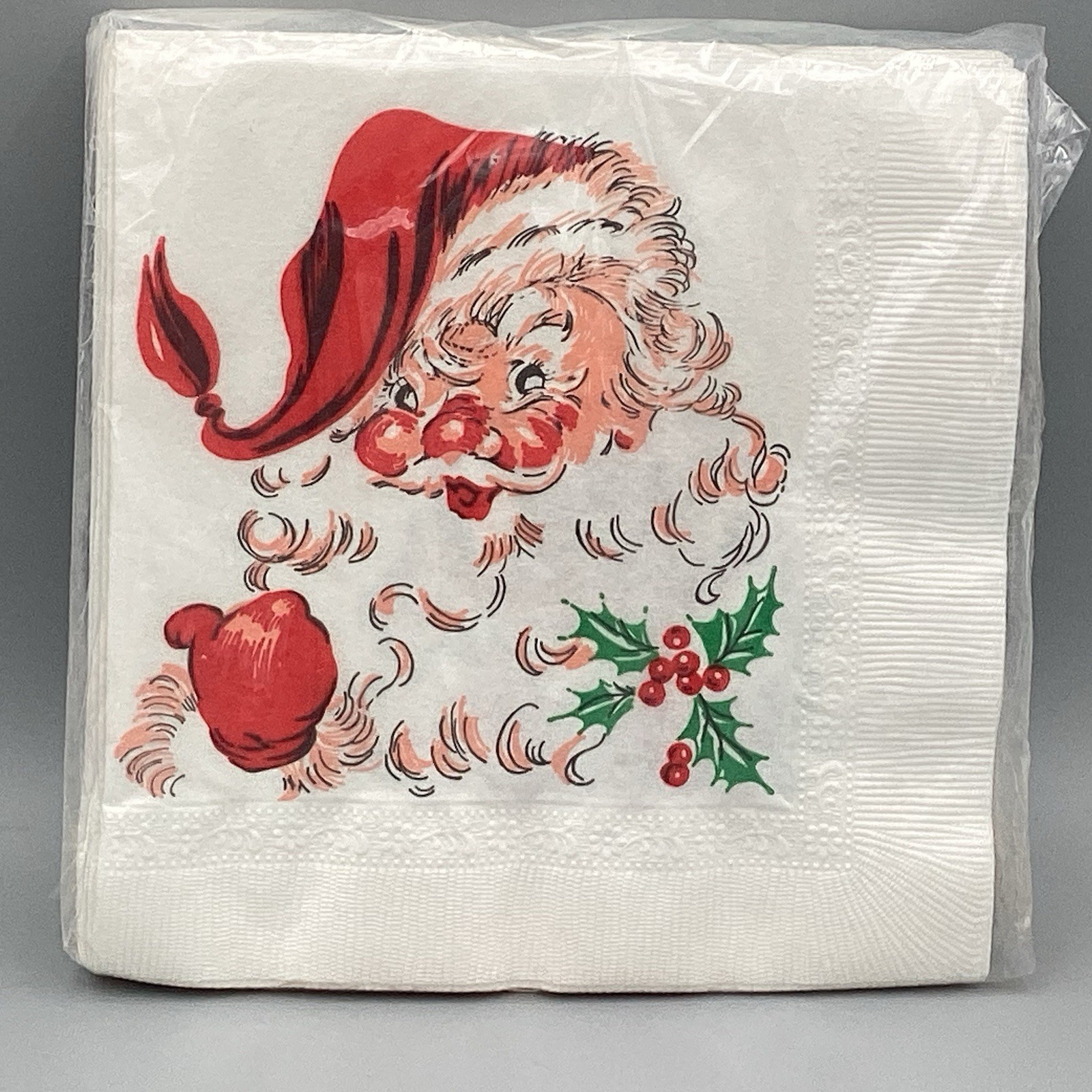 Vtg New 1950s Christmas SANTA Double Sided Paper Napkins MCM Retro Beach Product