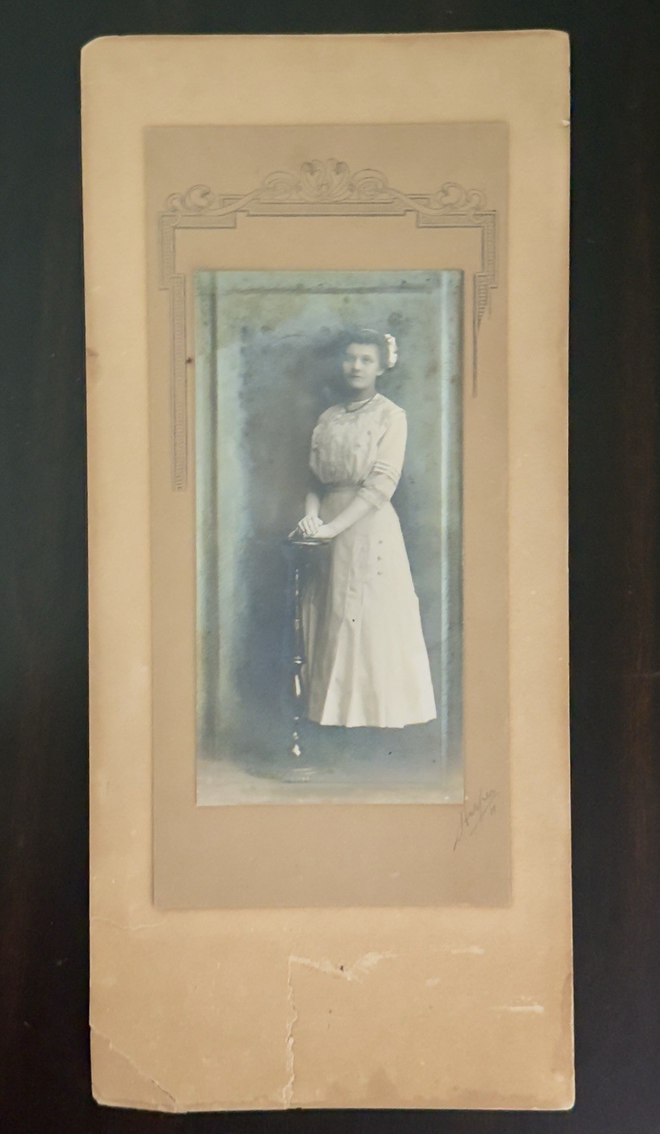 1911 Edwardian Woman Photo Alice Hughes London Matte Gelatin Silver Mirroring