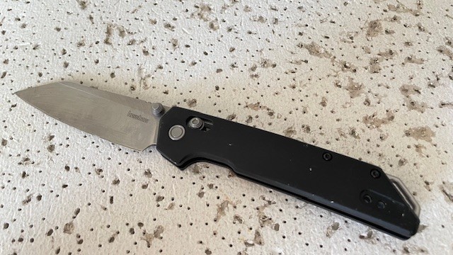 Kershaw 2038R Iridium Folding Pocket Knife Tanto Plain Blade D2 Dura Lock Black