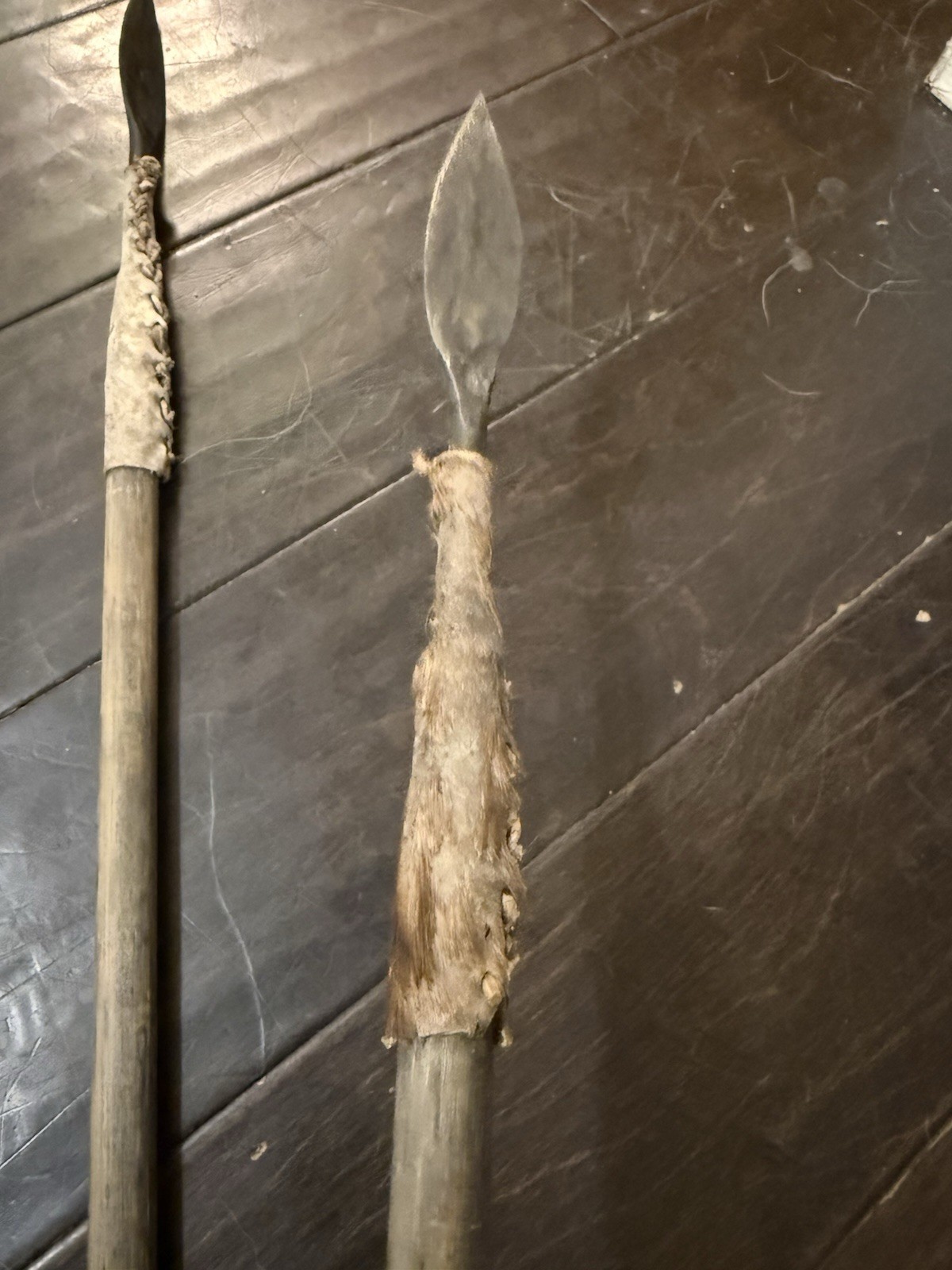 2 Antique/Vintage Wood & Metal African Tribal Hunting Spears