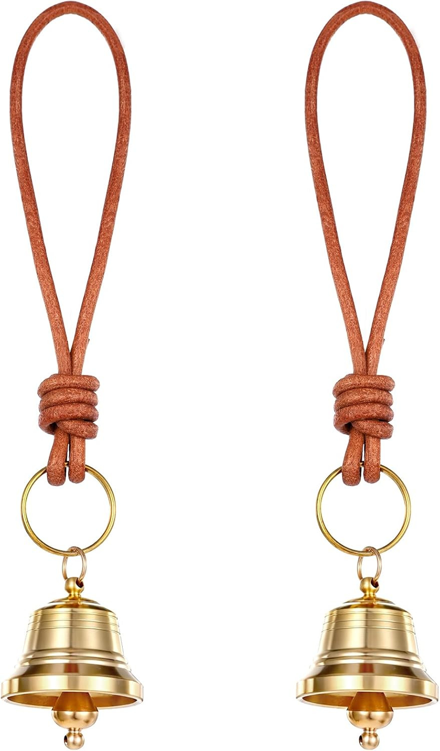 2 Pcs Brass Hanging Bells for Door Knob Vintage Small Bells Decoration Gold