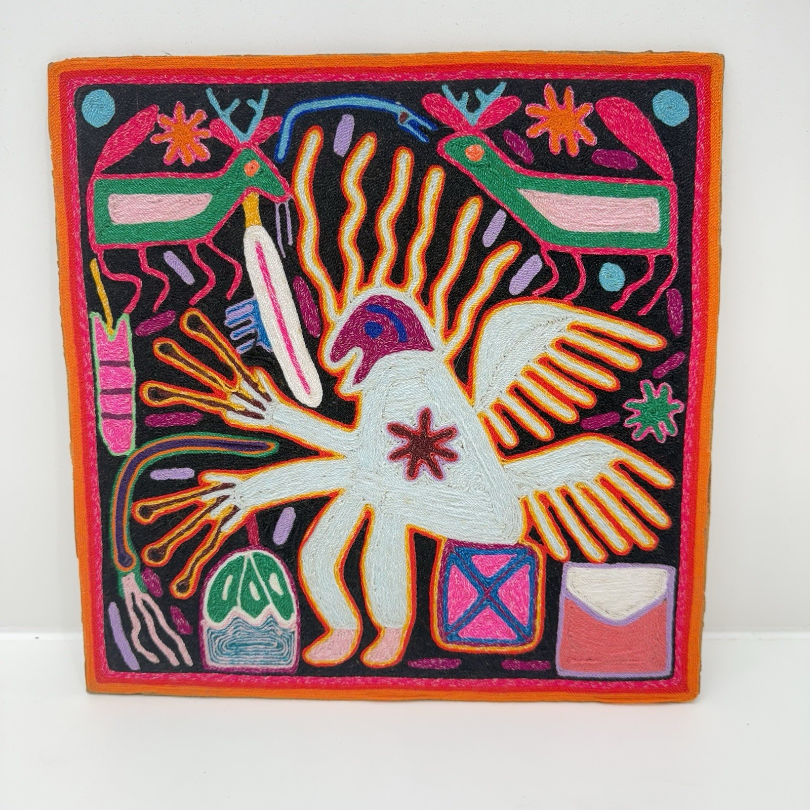 Indigenous Yarn Art from the Huichol Indians of Mexico  12inch by 12 inch 