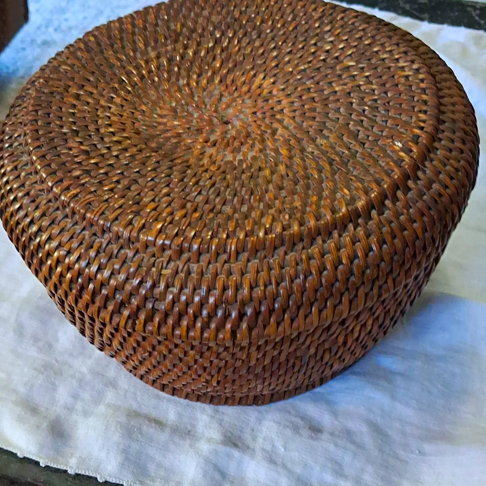 Antique Woven Basket With Lid