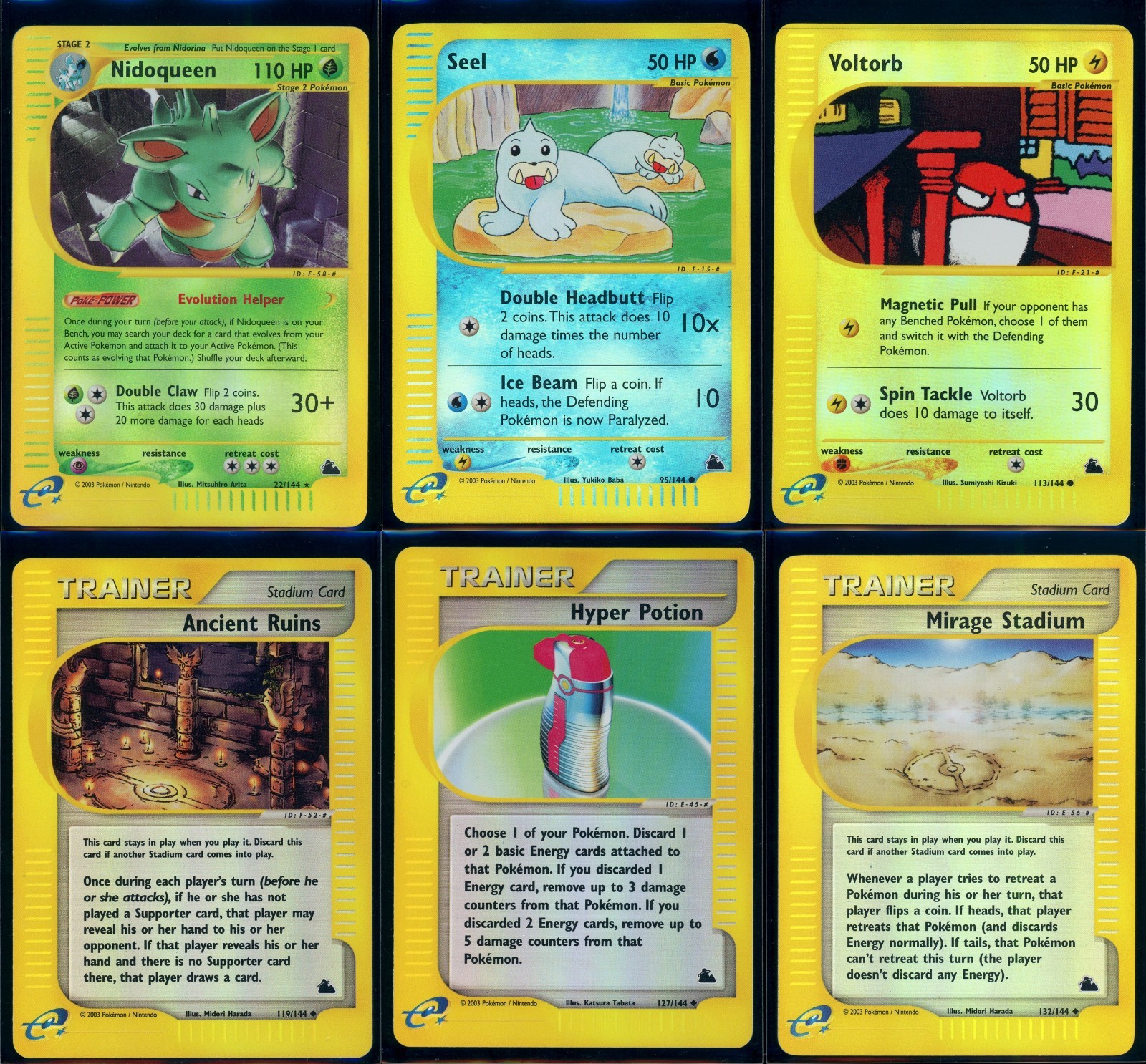Pokemon SKYRIDGE - 6 Reverse Holo Cards Bundle - ENG - Lightly Played Near Mint