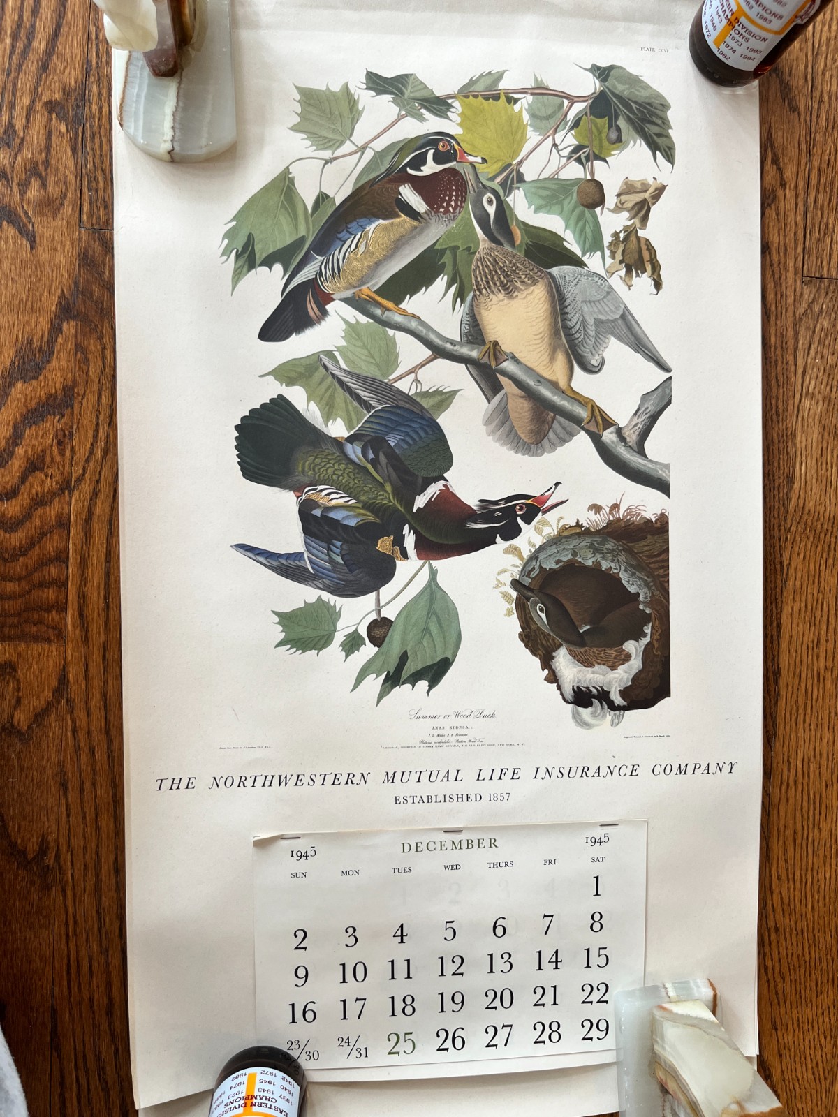 VINTAGE 1945-46 Audubon Calendar Northwestern Mutual Life Insurance Company