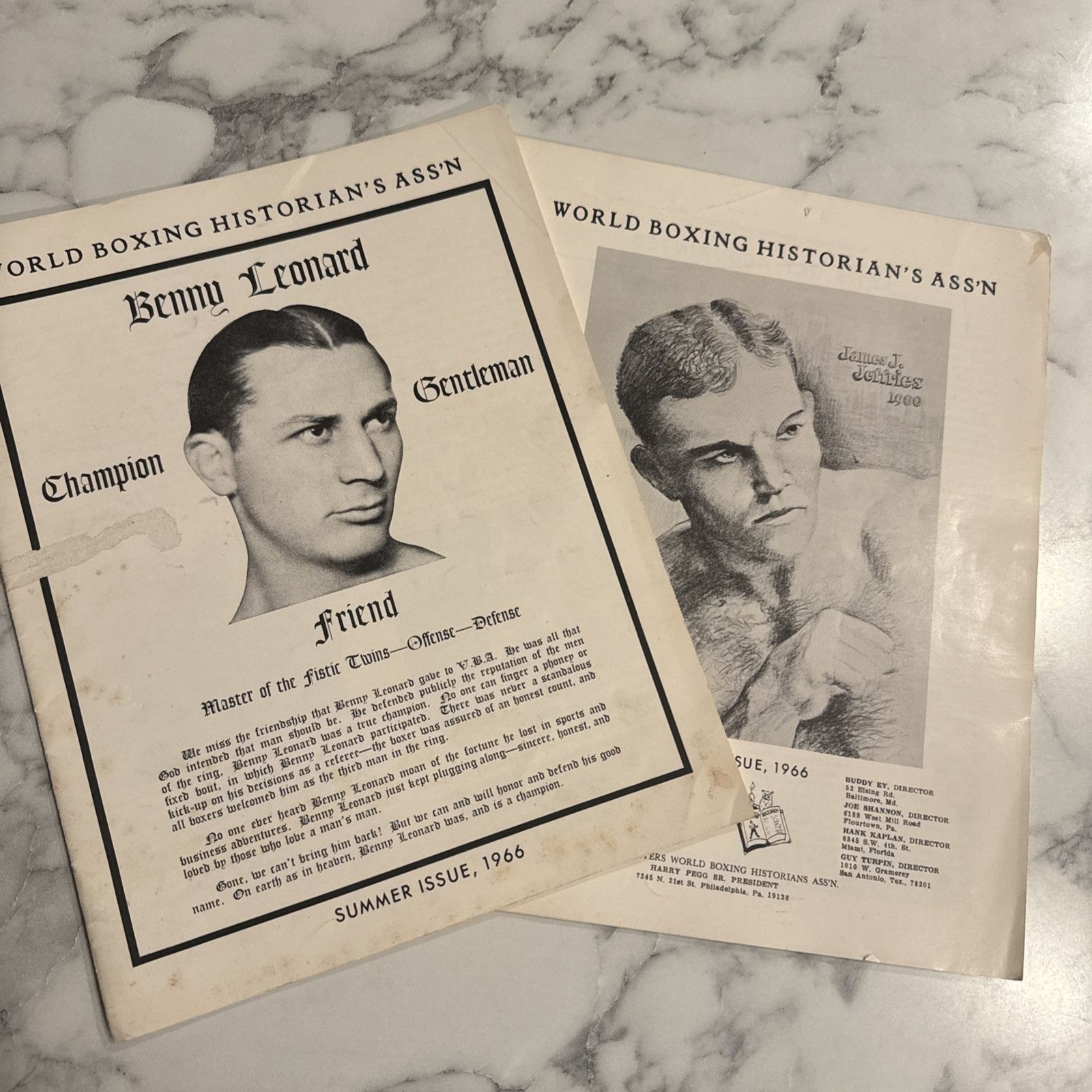 Lot Of 2 Spring Summer 1966 World Boxing Historian\'s Assoc Magazine Ephemera