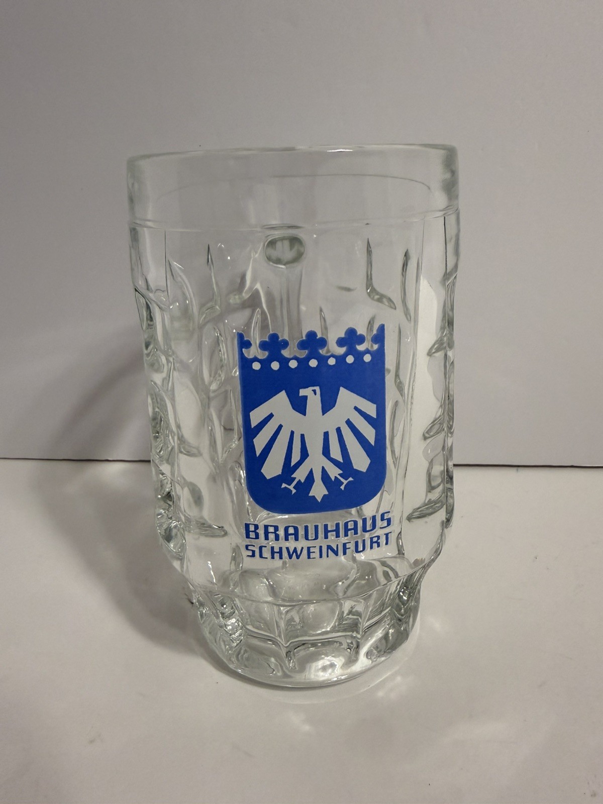 Brauhaus SCHWEINFURT 1 Liter Glass Thumbprint Beer Mug - Germany~ST414
