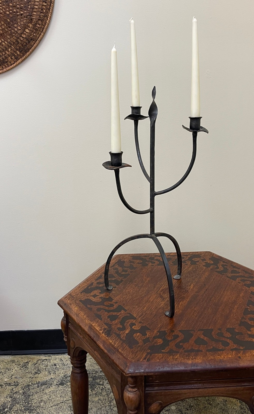 Hand Forged Wrought Iron 3 Light Candelabra Candle Holder Rustic 23\