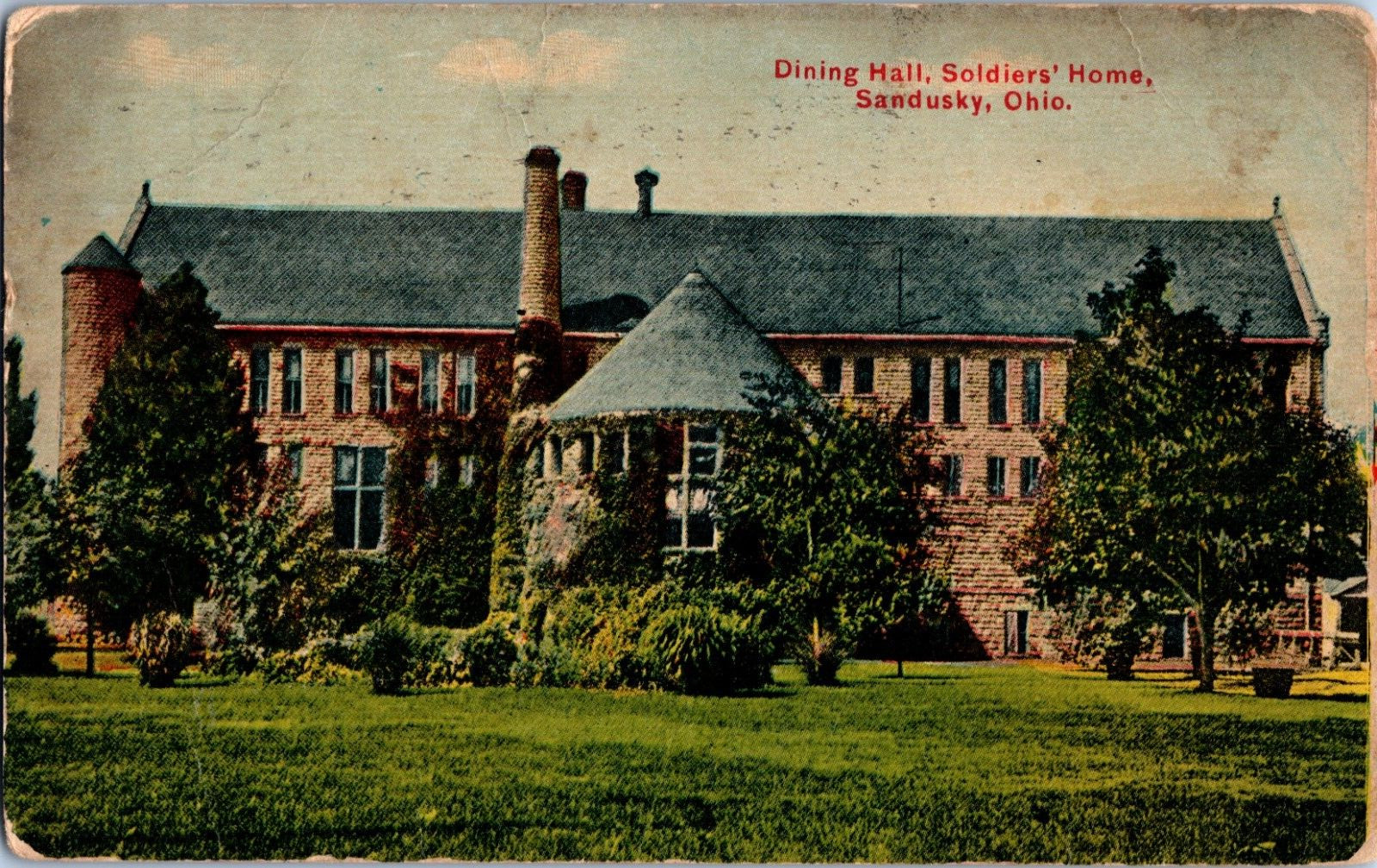 Vintage Postcard OHIO Dining Hall Soldiers Home Sandusky OH Posted 1911