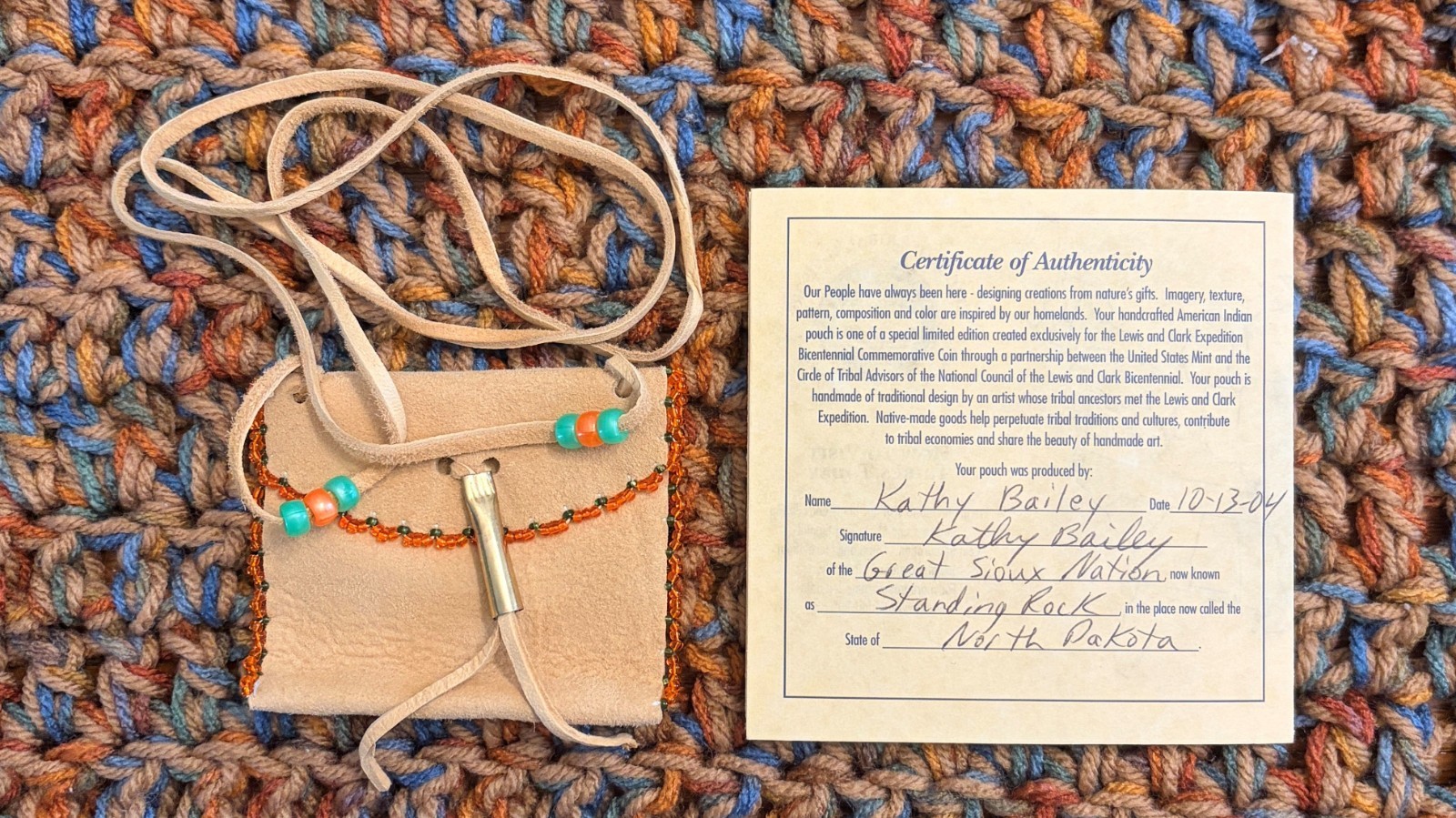 Indian Pouch from 2004 Lewis & Clark Bicentennial Coin & Pouch Set - NO COIN