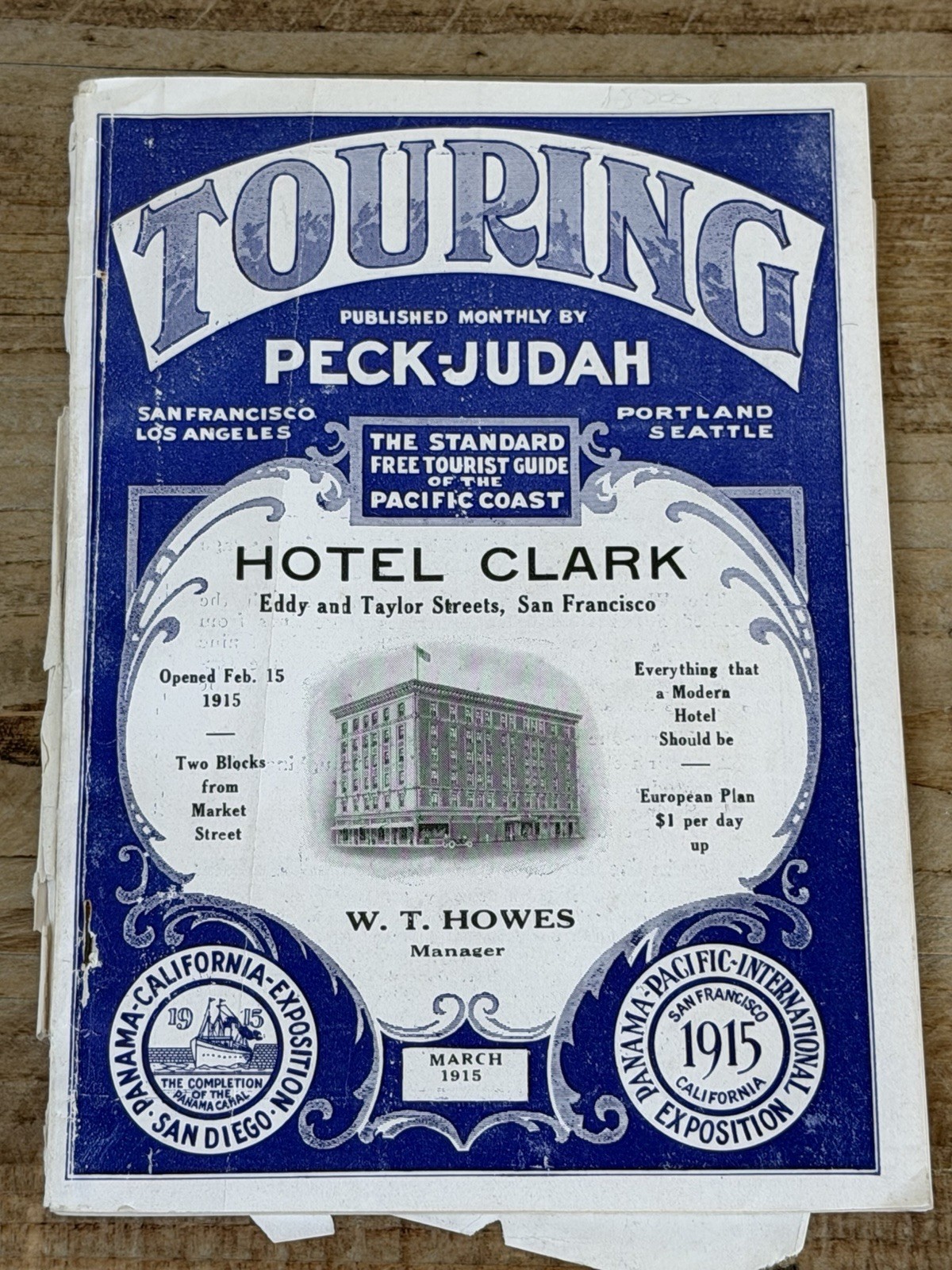TOURING Standard Free Tourist GUIDE 1915 TOUR BOOK Pacific Coast Maps Travel