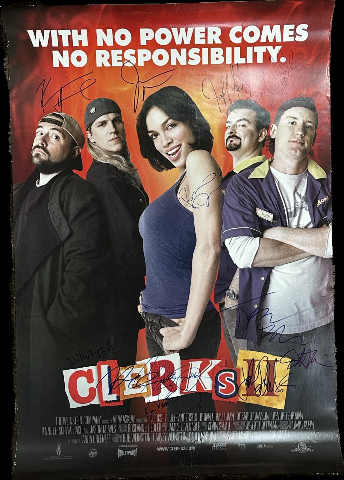 Clerks II Full Cast Signed Movie Poster Smith Mewes Dawson BECKETT