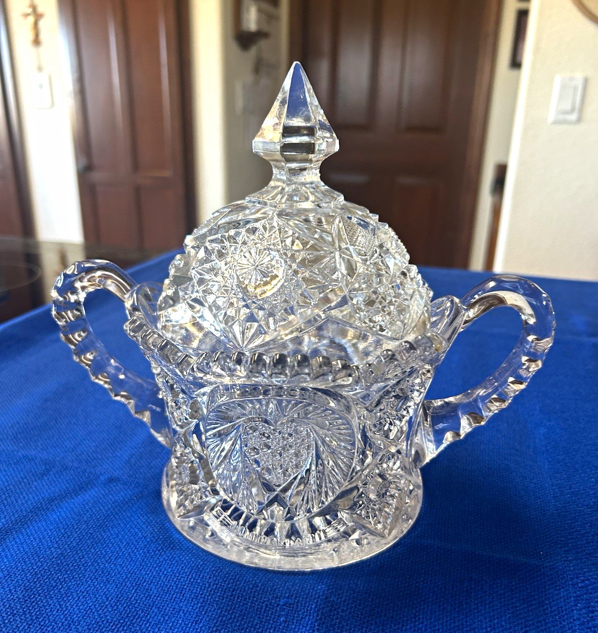 Antique EAPG Jefferson Glass Co Krys-Tol Double Handle Biscuit Jar
