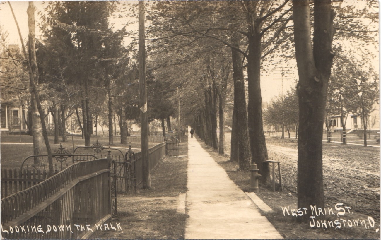 WEST MAIN STREET johnstown oh real photo postcard rppc ohio looking down walk