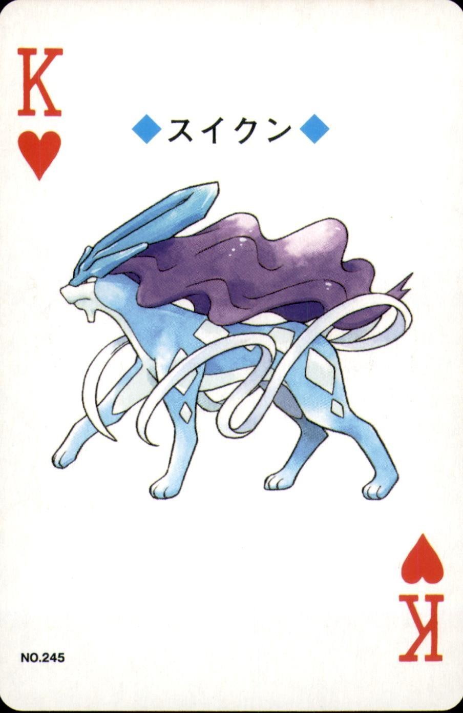 Suicune King Of Hearts Pokemon Silver Lugia Playing Cards Poker Trump LP  *P8
