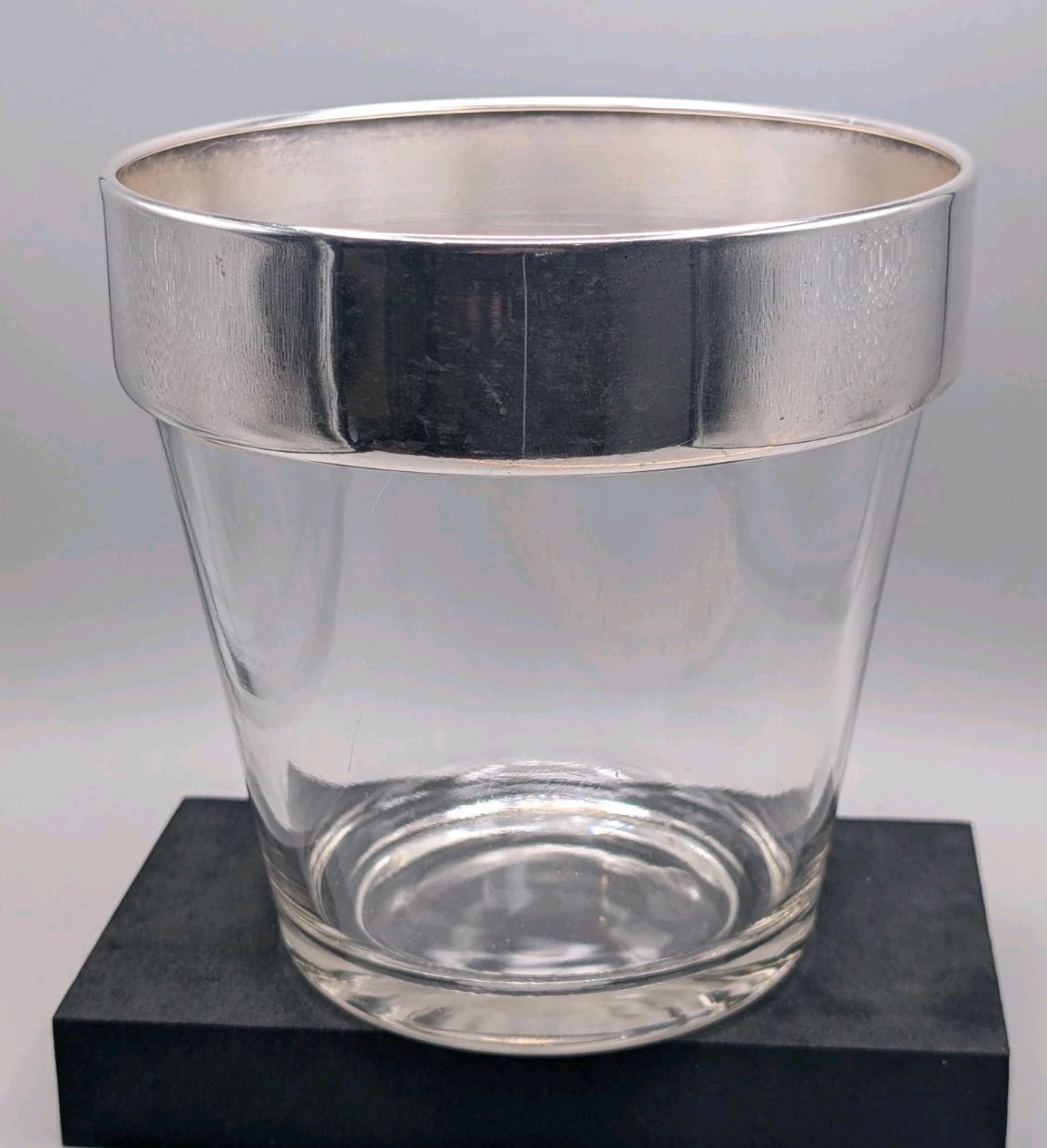 Vintage Mid-Century Duchin Gifts Silverplate & Glass Ice Bucket Vase 6.5