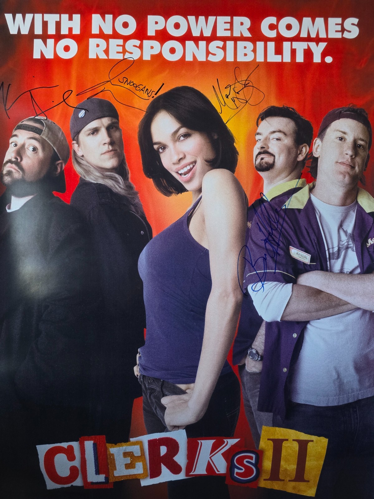 CLERKS II 2 SIGNED X4 MOVIE POSTER KEVIN SMITH JASON MEWES O\'HALLORAN GHIGLIOTTI