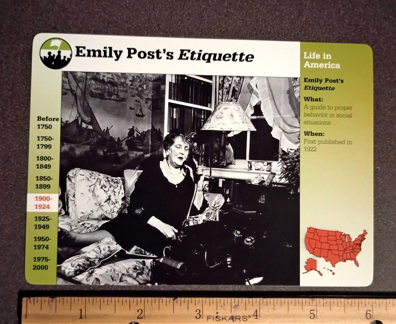 1995 Grolier Emily Post Post's Etiquette Dictating One Of Her Books Large Card