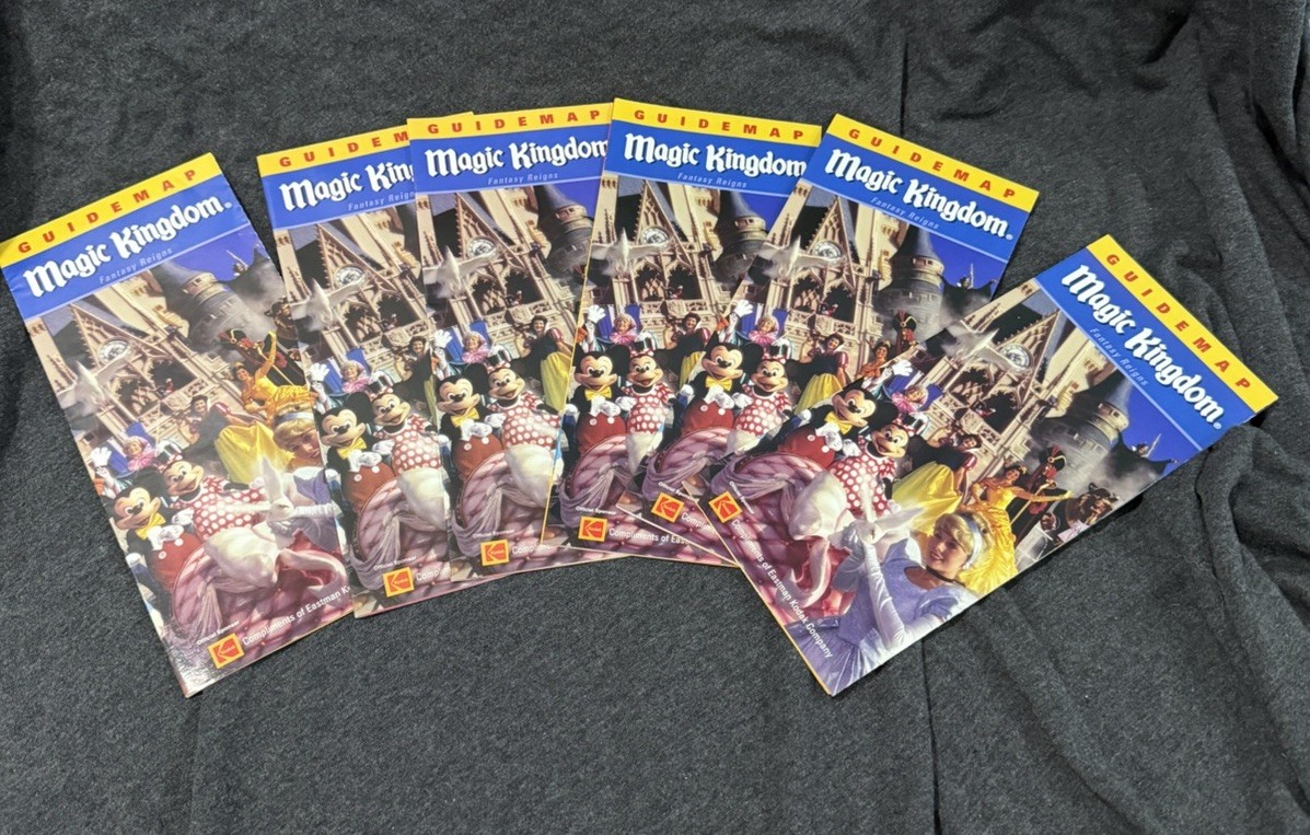 Walt Disney World Park Guide Map Magic Kingdom 2002/2003 Vintage Lot Of 6