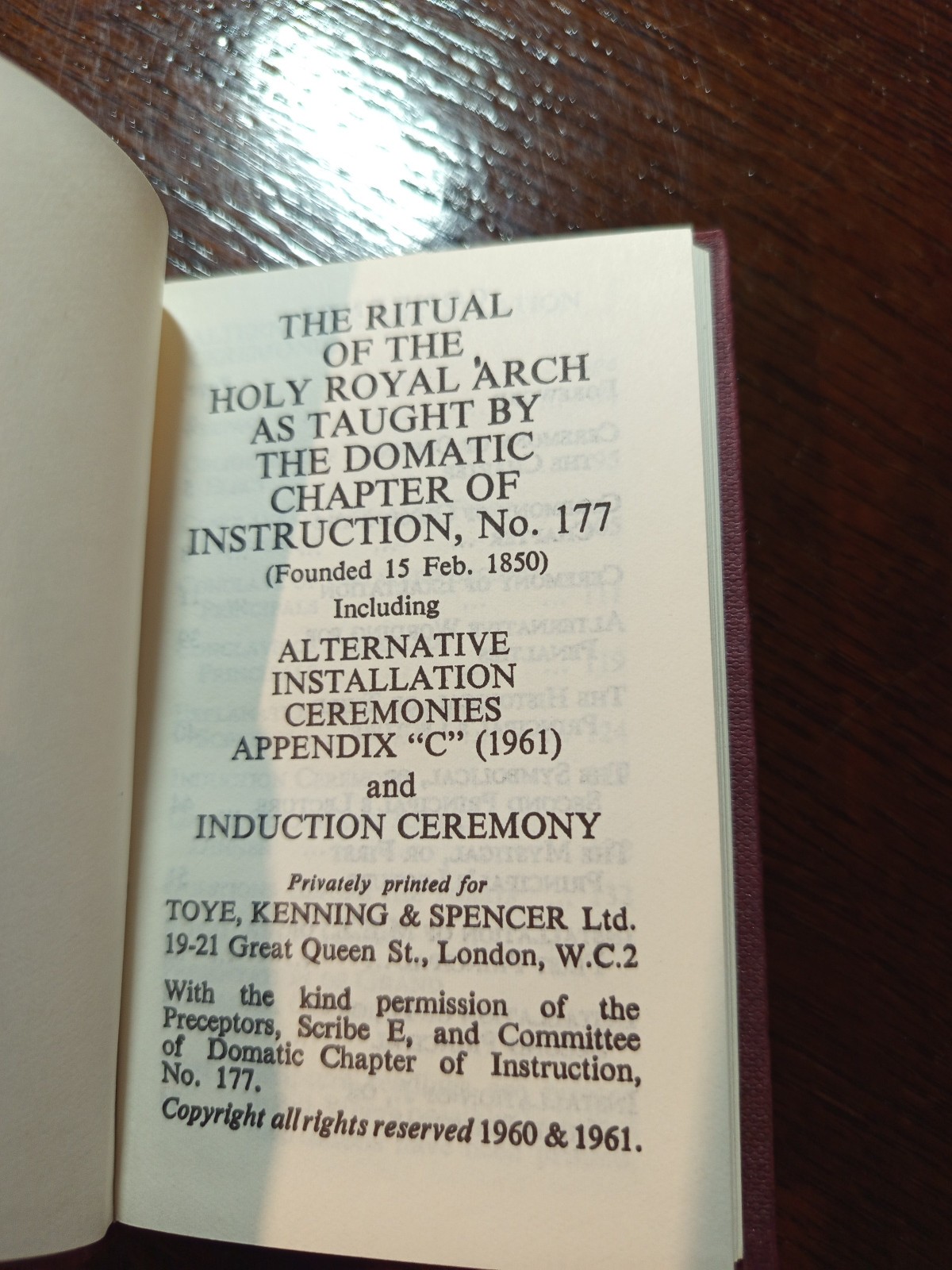 The Ritual Holy Royal Arch As taught by The Domatic  Freemasonry masonic/778