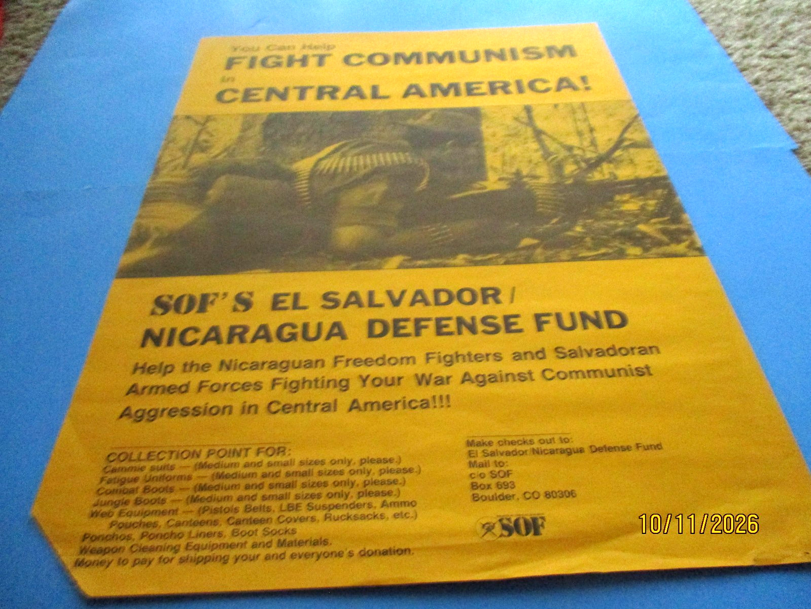 Rare Original 1980\'S 17 X 23 Fight Communism In Central America Poster