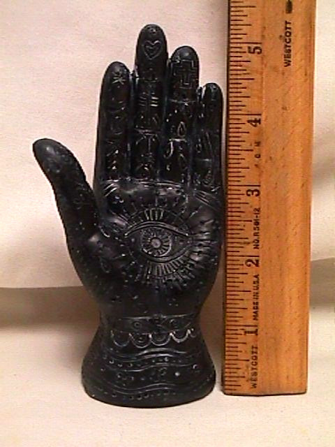 PALMISTRY Palm Reading Statue HAND engrave psychic eye fortune telling 5.25\