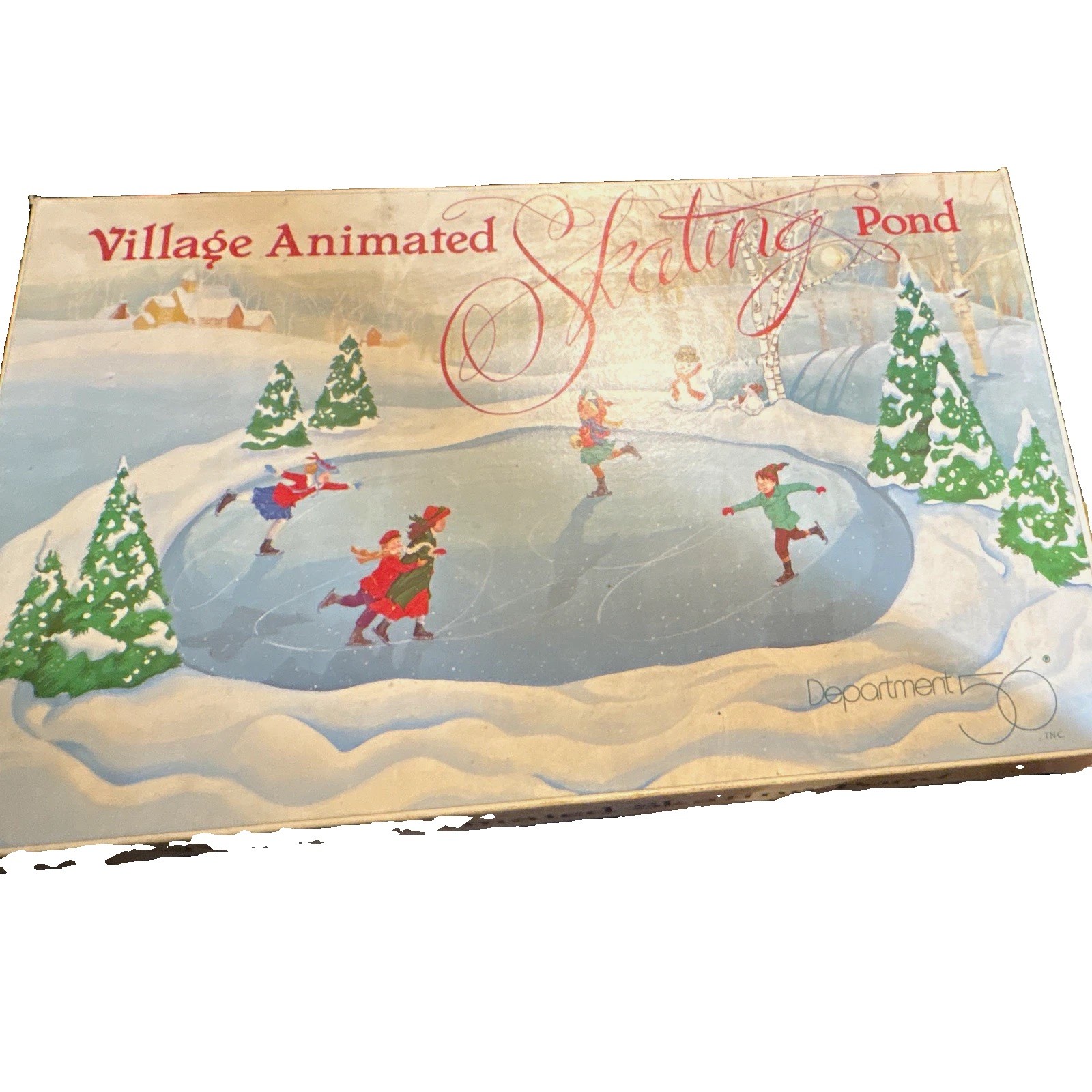 Department 56 Village Animated Boxed Skating Pond Christmas Village Accessory