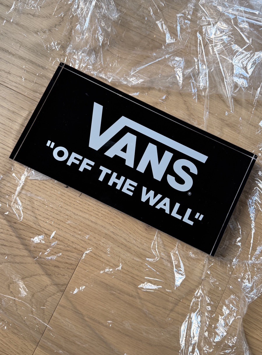 Brand New Vans Off The Wall Acrylic Store logo Sign 10x5 Black Clear