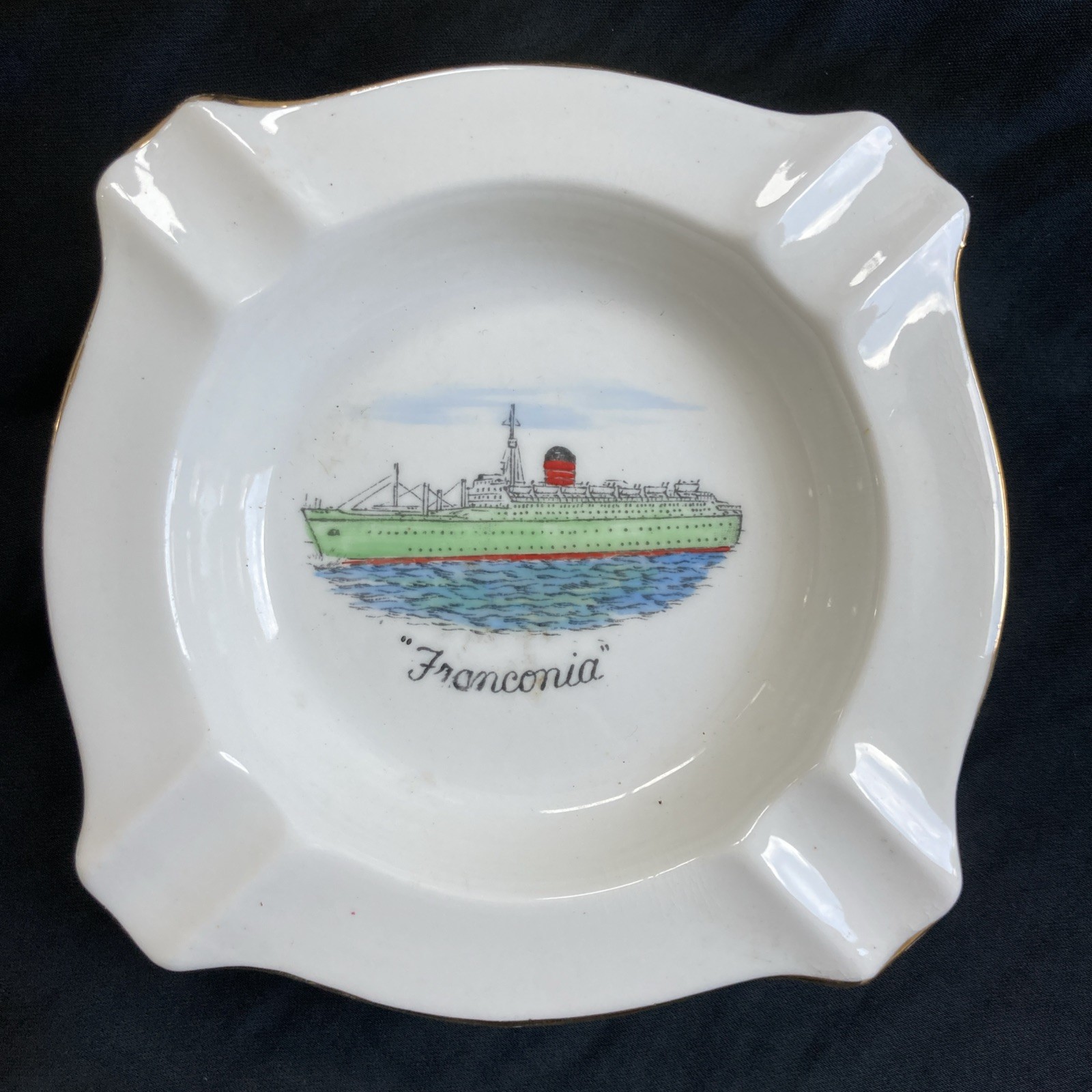 Ocean Liner Collectible Ashtrays Salisbury Bone China RMS Franconia Cunard Line