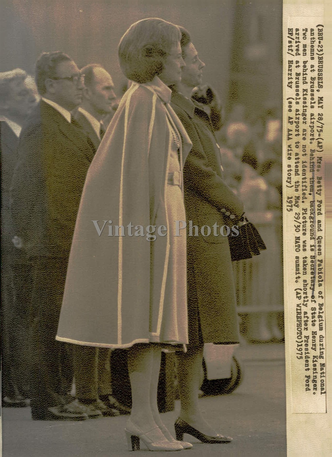 1973 Brussels Belgium Betty Ford Queen Fabiola Henry Kissinger Vintage Photo 7x9