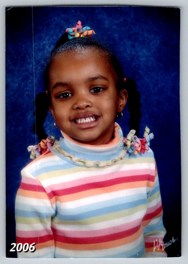 Vtg Color Snapshot African American Girl Kayla Striped Turtleneck Hair Ribbons