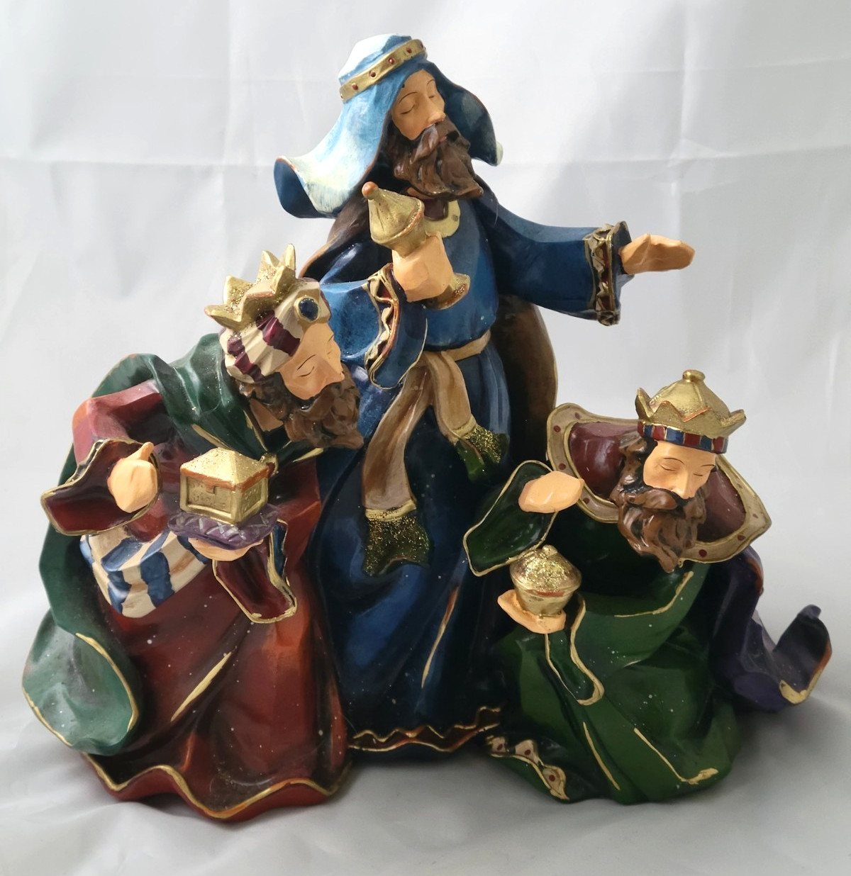 Vintage Hand Signed Three Wise Men Nativity Figurine A. Bollinger 2003 Folk Art 