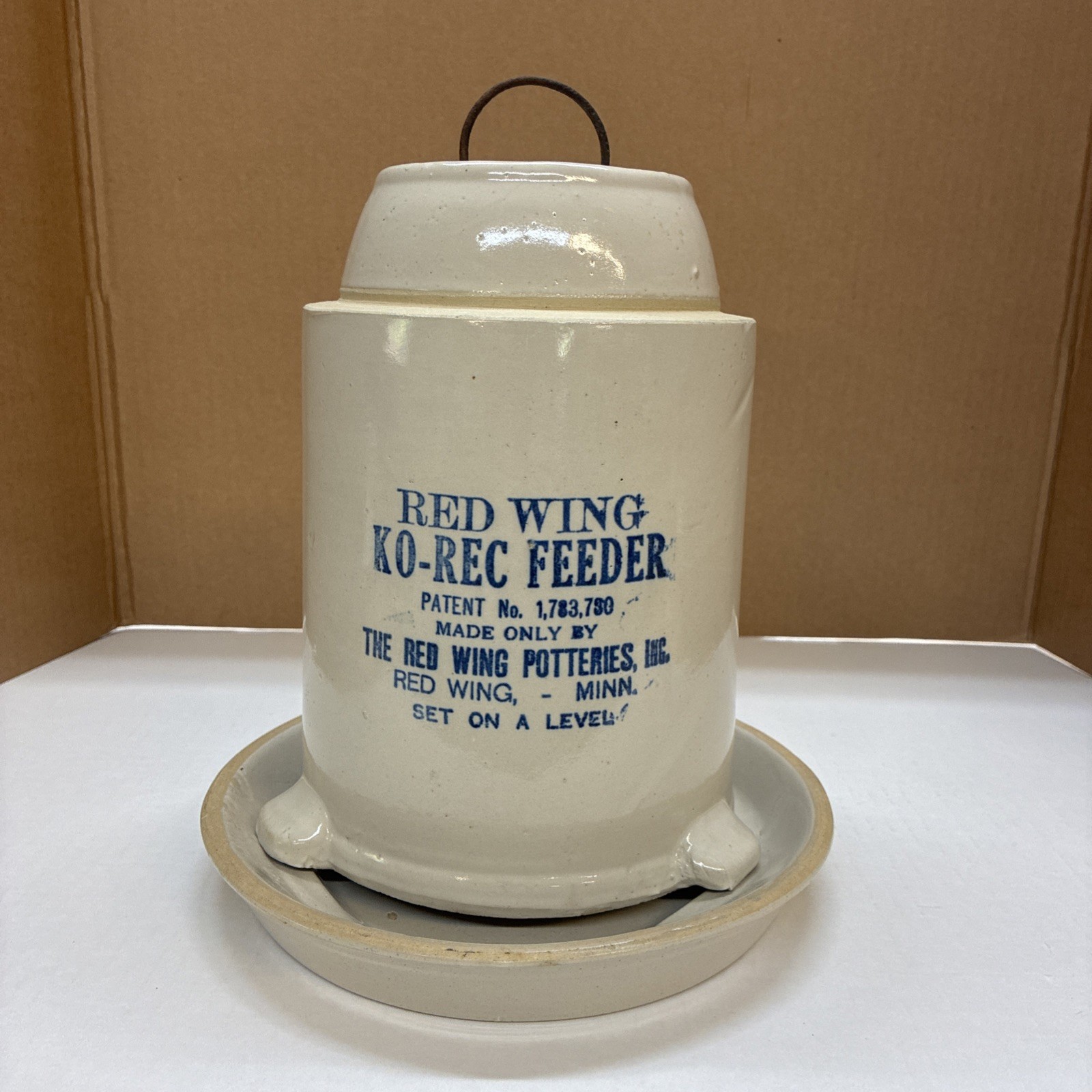 Antique Red Wing Ko-rec Stoneware Poultry Feeder