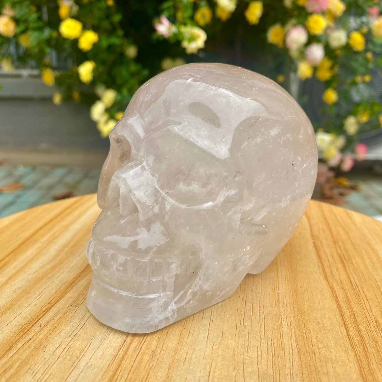 2.2LB TOP White melting quartz hand carved crystal skull gem reiki healing
