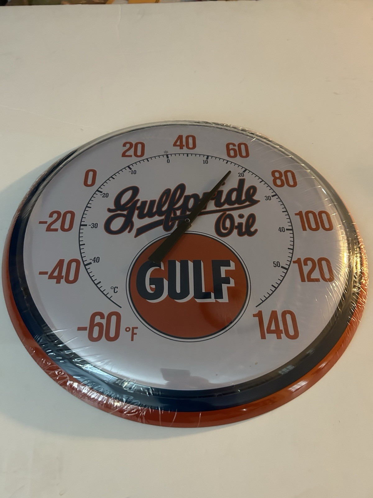 Gulf Oil Reproduction Round Thermometer Vintage Wall Decor