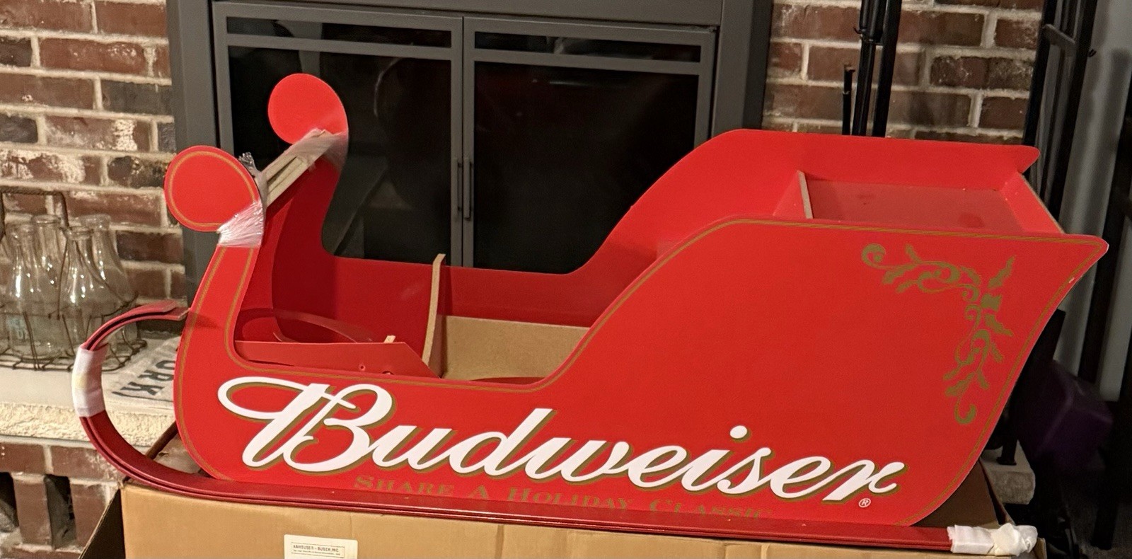 Rare NOS Budweiser Share A Holiday Classic Retail Display Sleigh 48” w/ Box