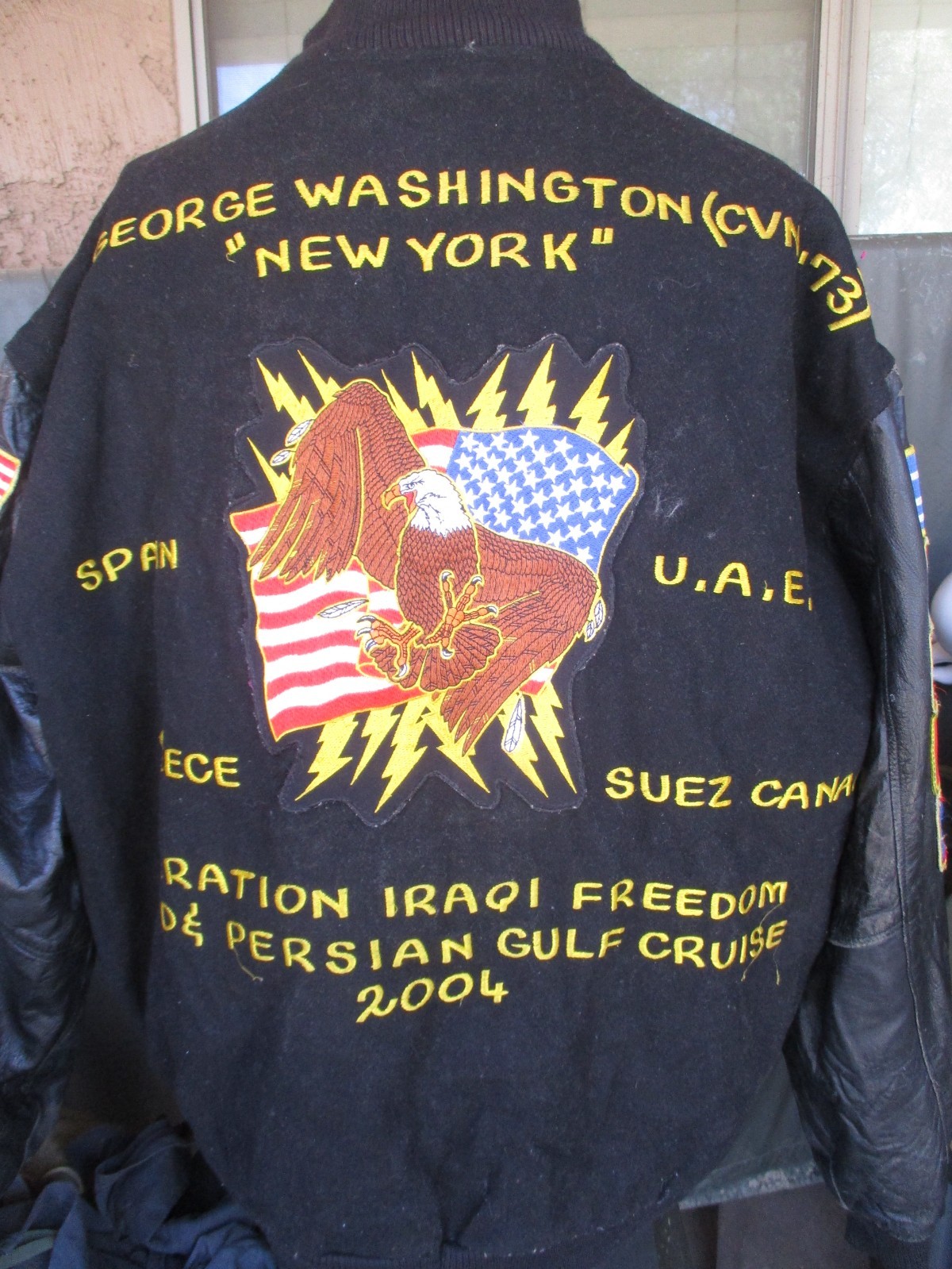 Vtg 2003 USS George Washington, CVN-73, US Navy Ship Tour, Deck Jacket, Patches