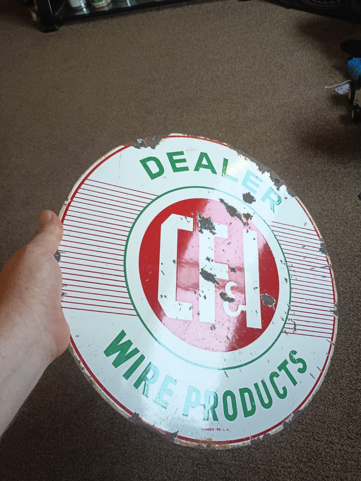 Dealer Wire Products Sign Double Sided Old And Original 🔥 Rare 15 Inch Round