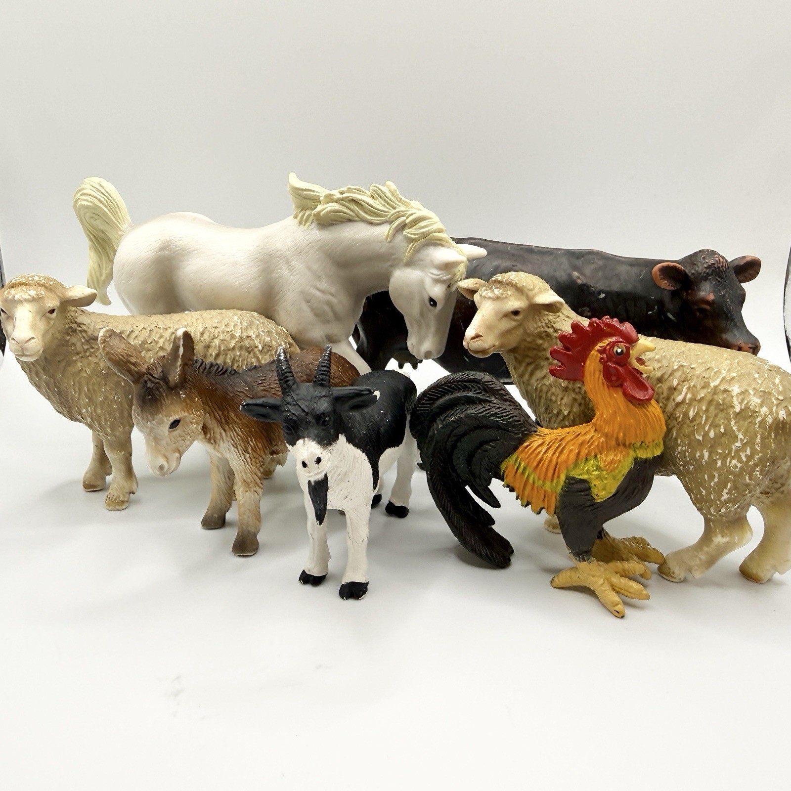 Vtg -Mod Schleich Safari Blip Funrise Lot Horse Cow Goat Donkey Rooster Sheep