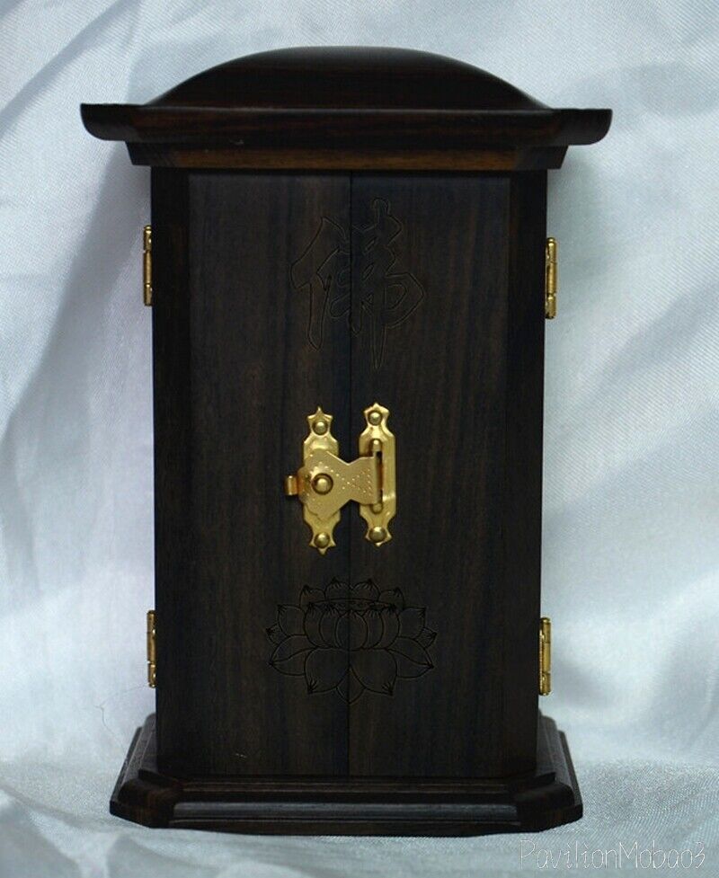 Ebony Wood Carved Buddhist Butsudan Household Shrine Altar Memorial Ancestral