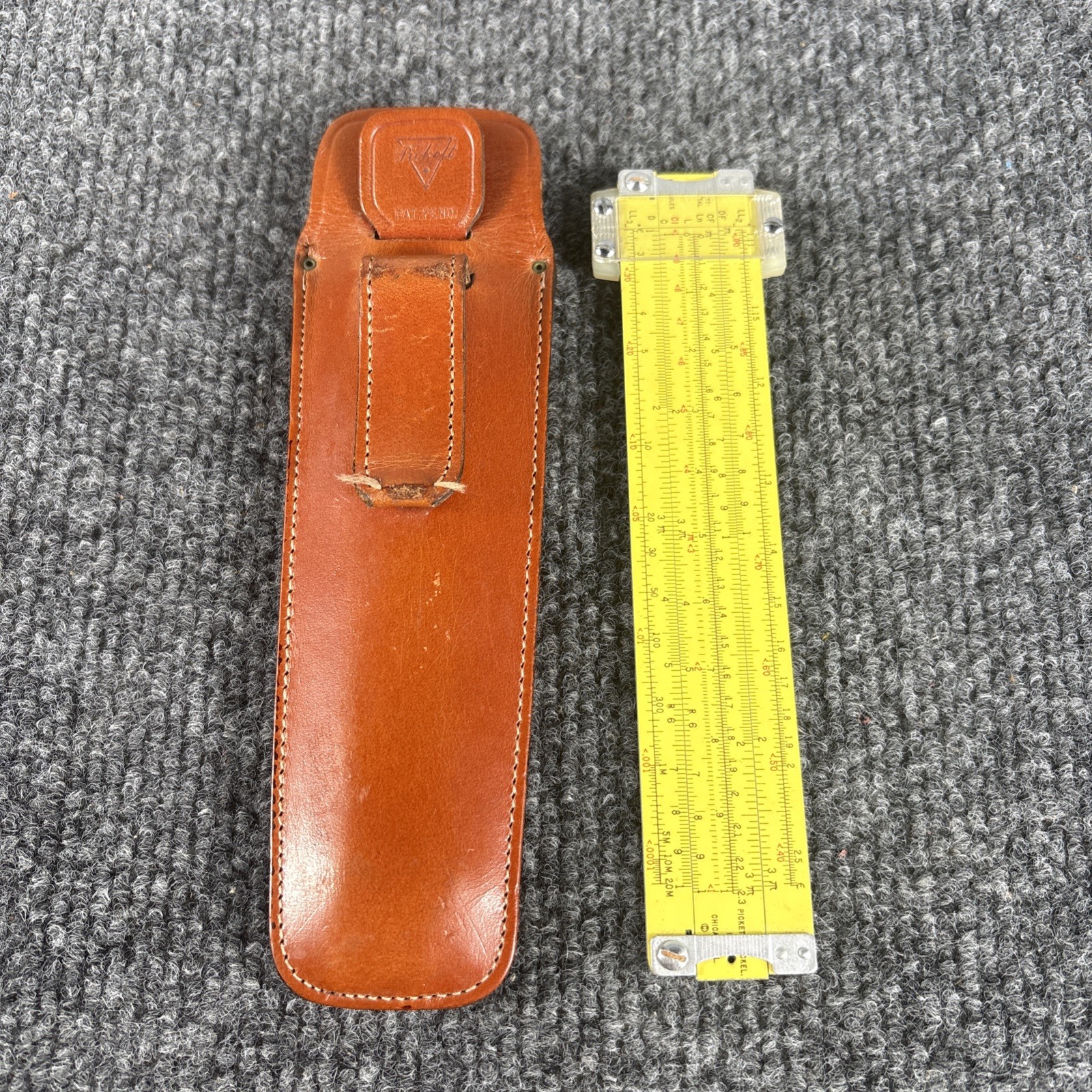 Vintage Pickett N600-ES Slide Rule Log Log Synchro-Scale, Leather Case USA